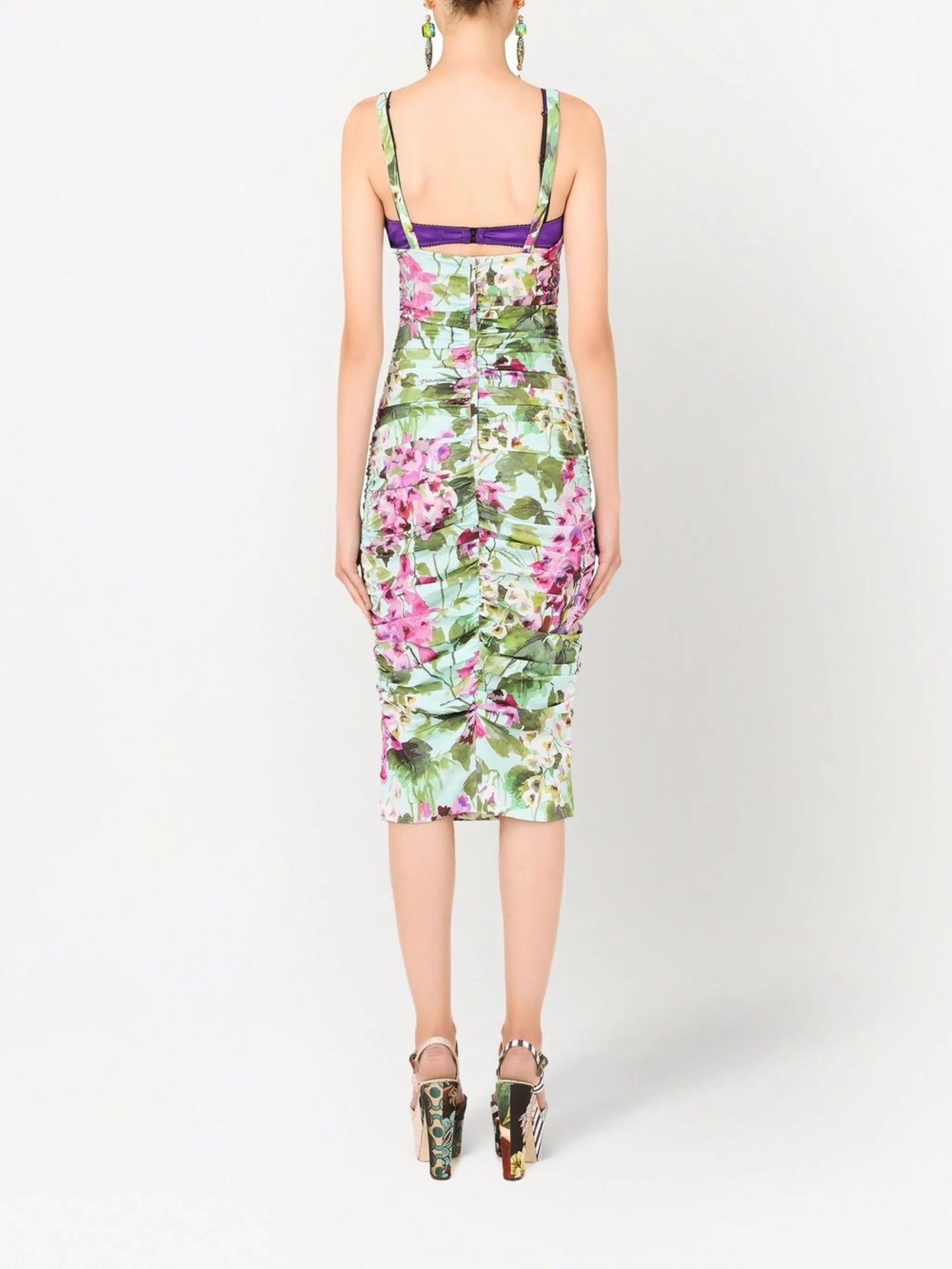 V-neck graphic-print dress