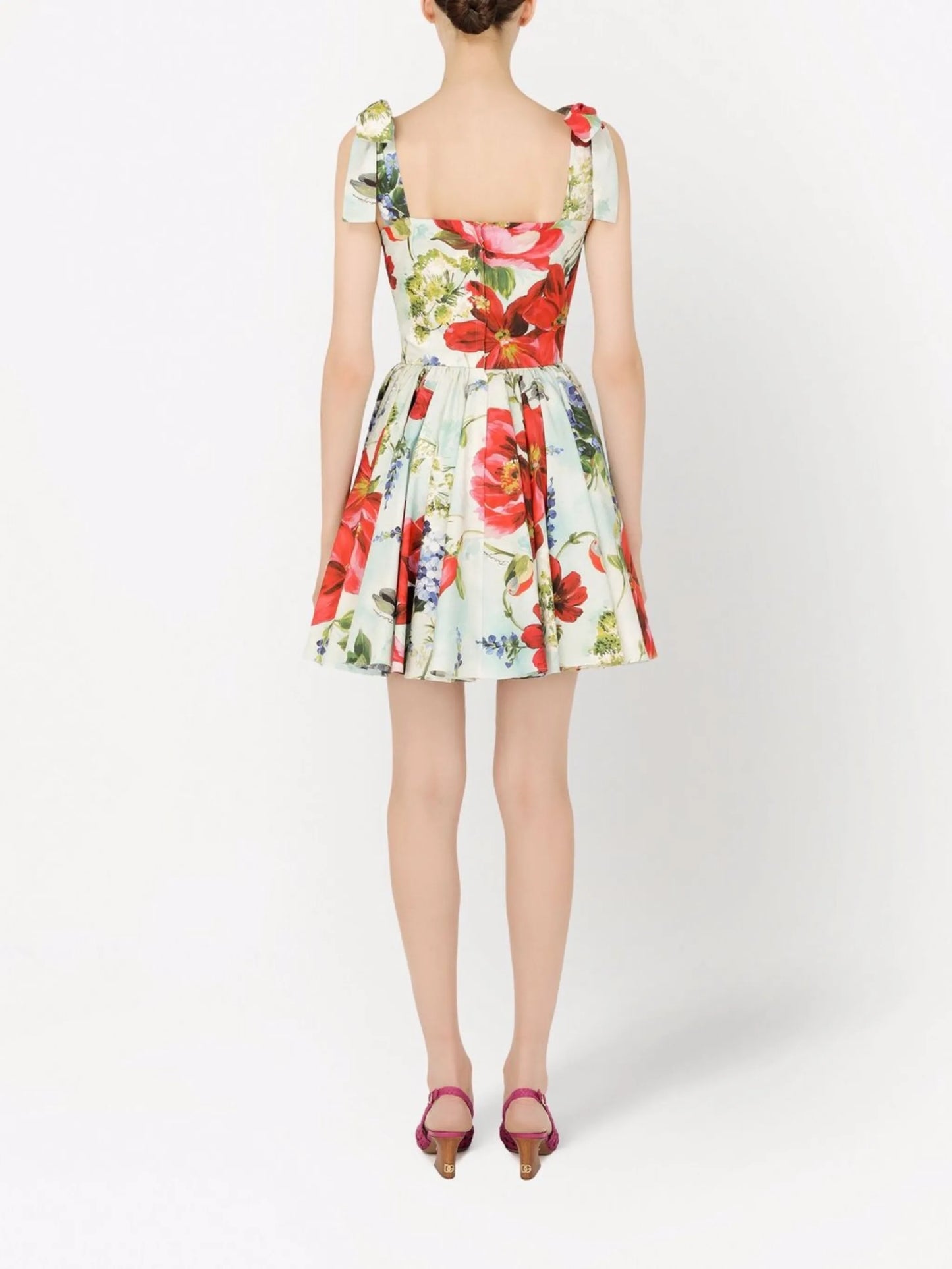 square-neck graphic-print dress
