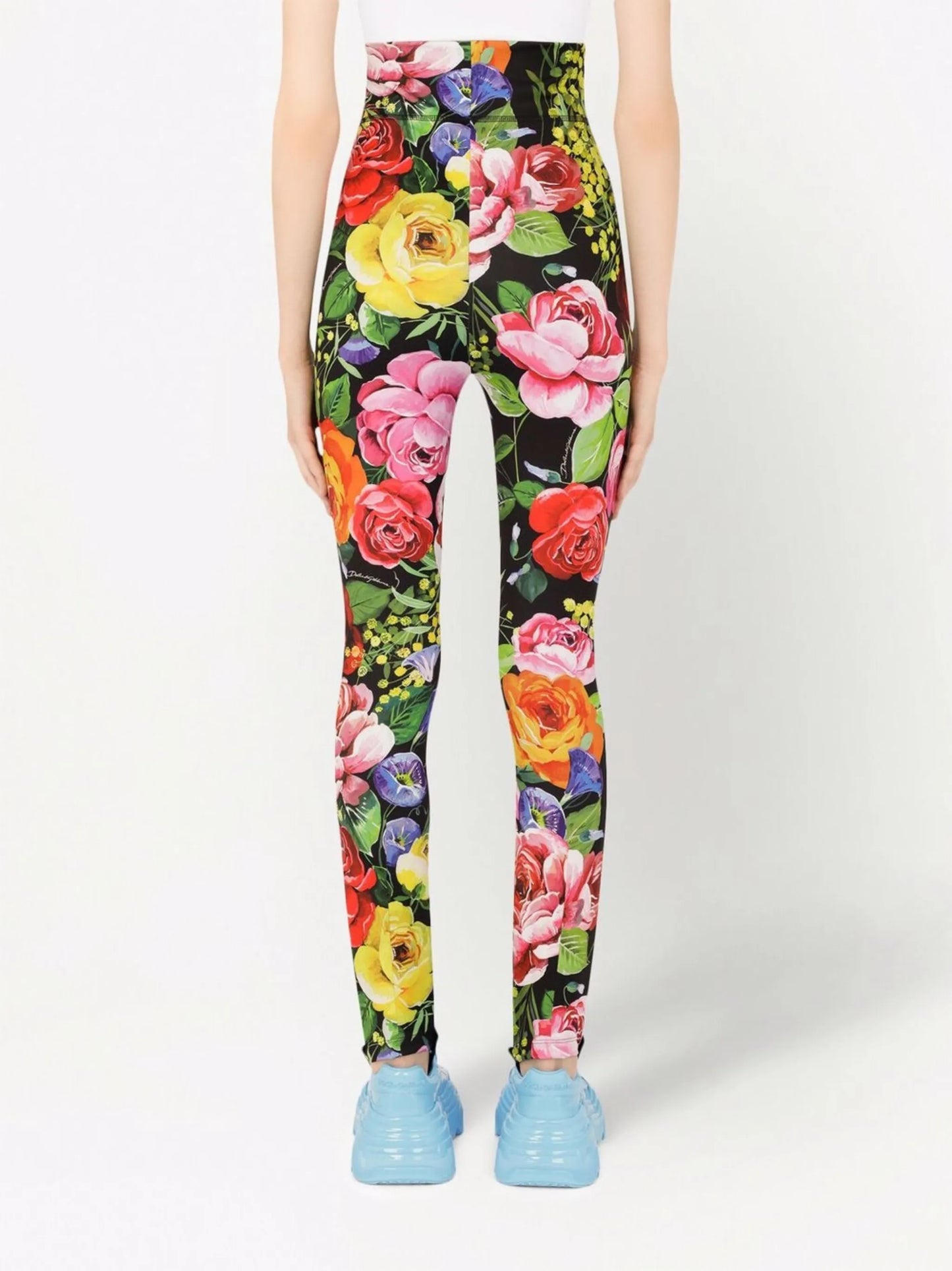 floral-print high-waisted leggings