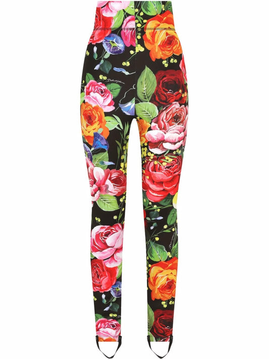 floral-print high-waisted leggings