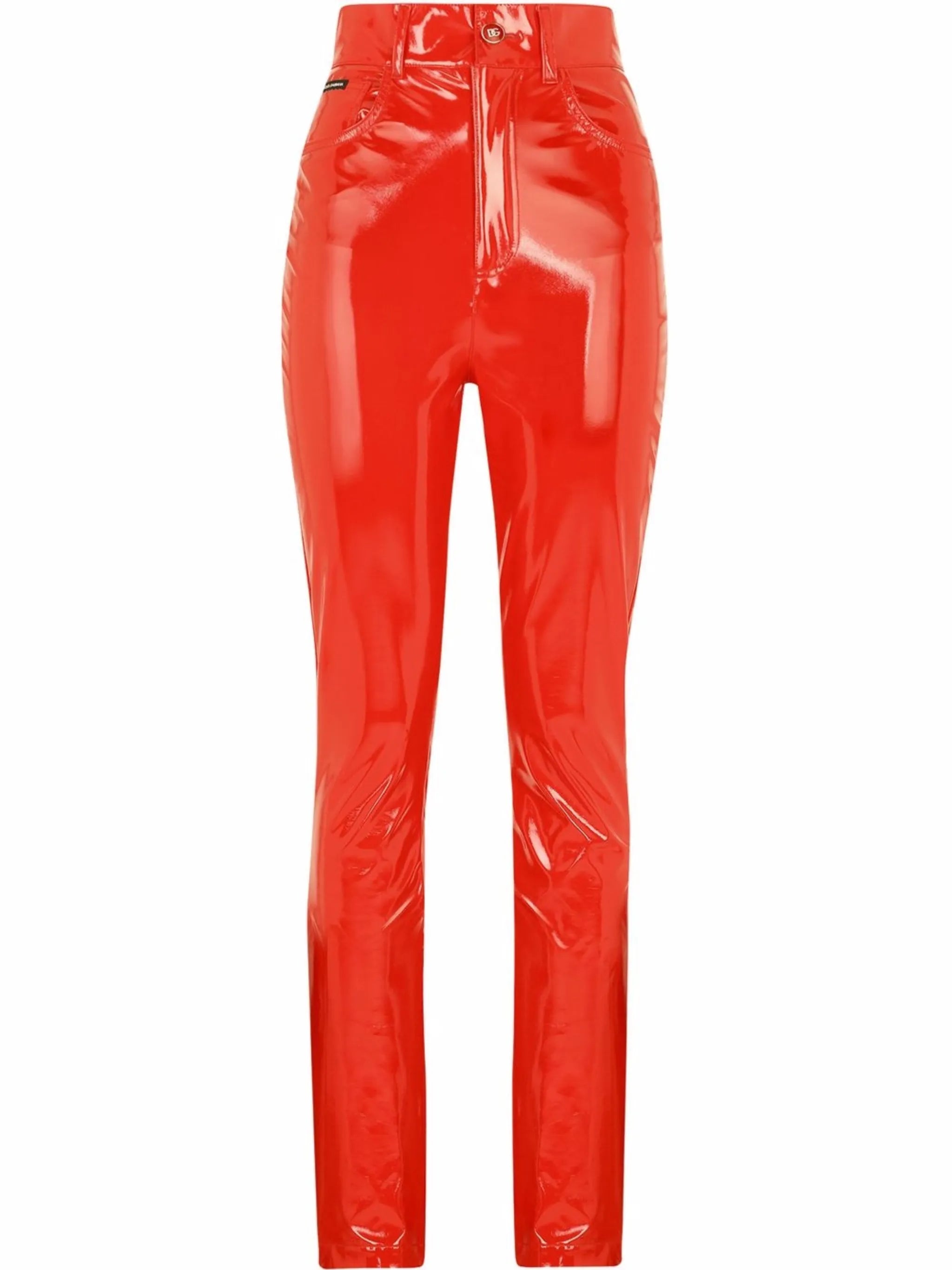 high-waisted faux-leather pants