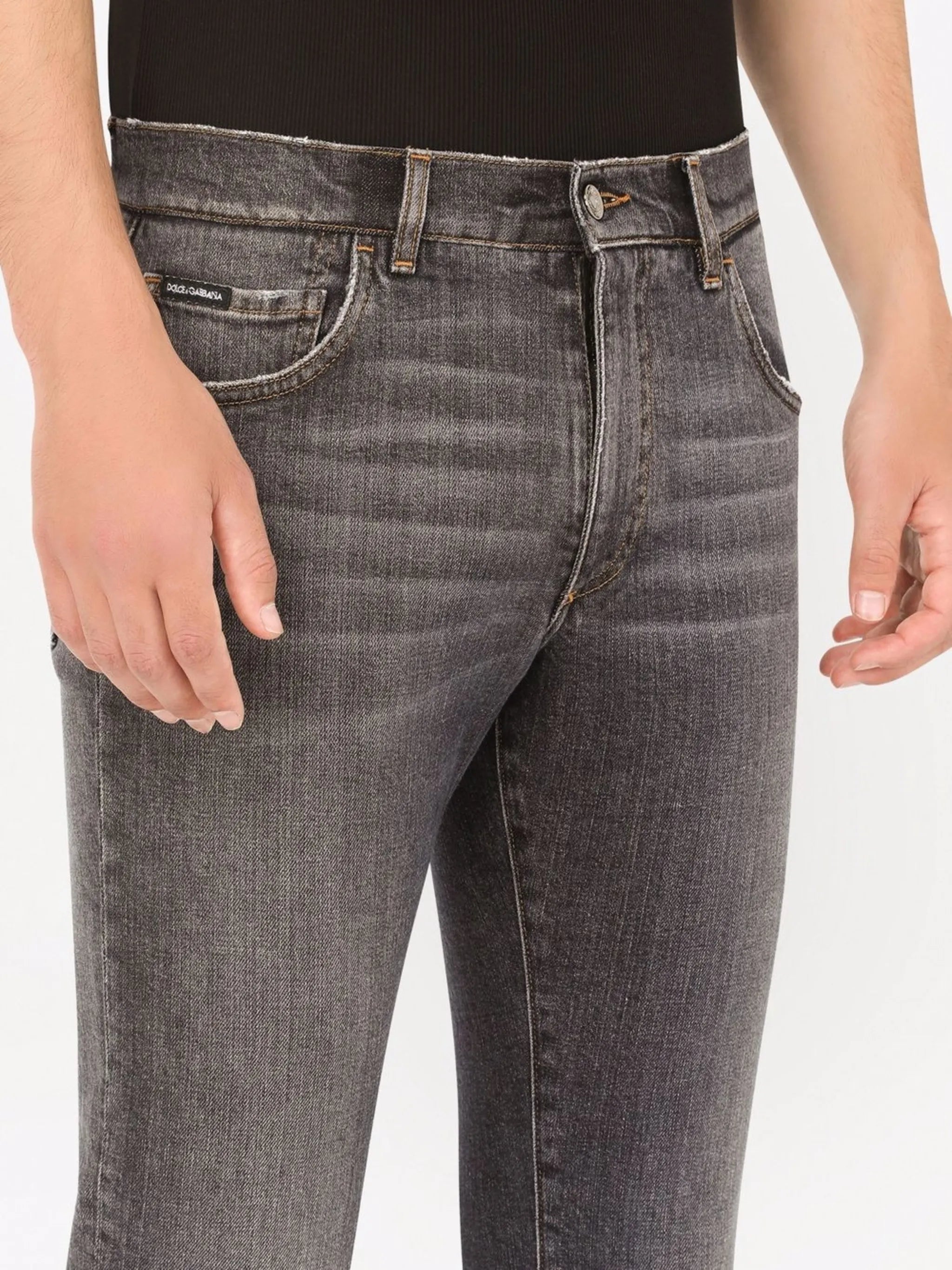 low-rise slim-cut jeans