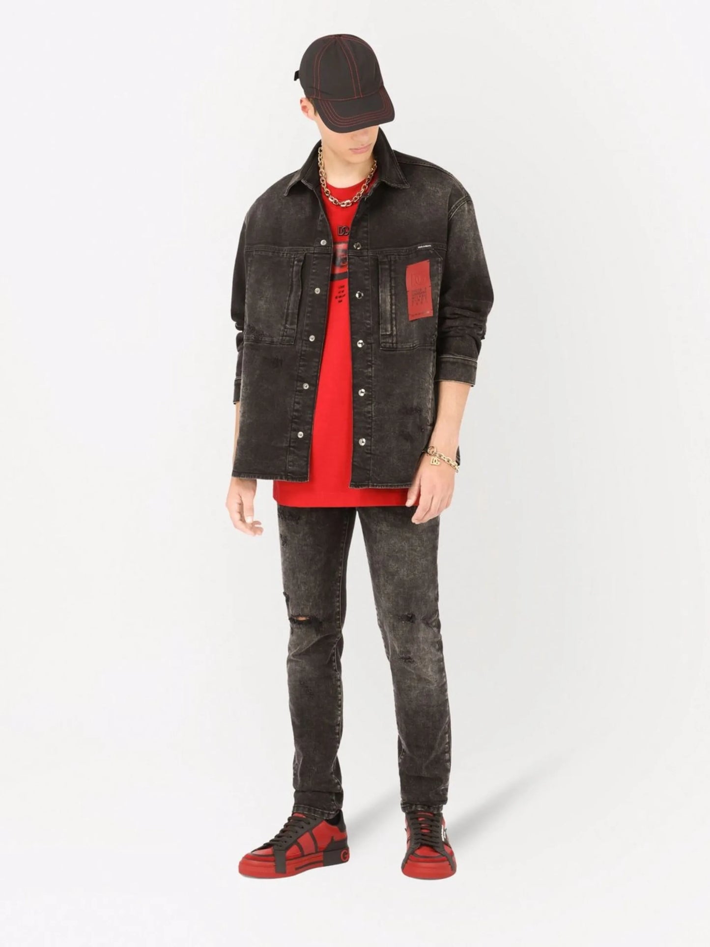 distressed-effect slim-cut jeans