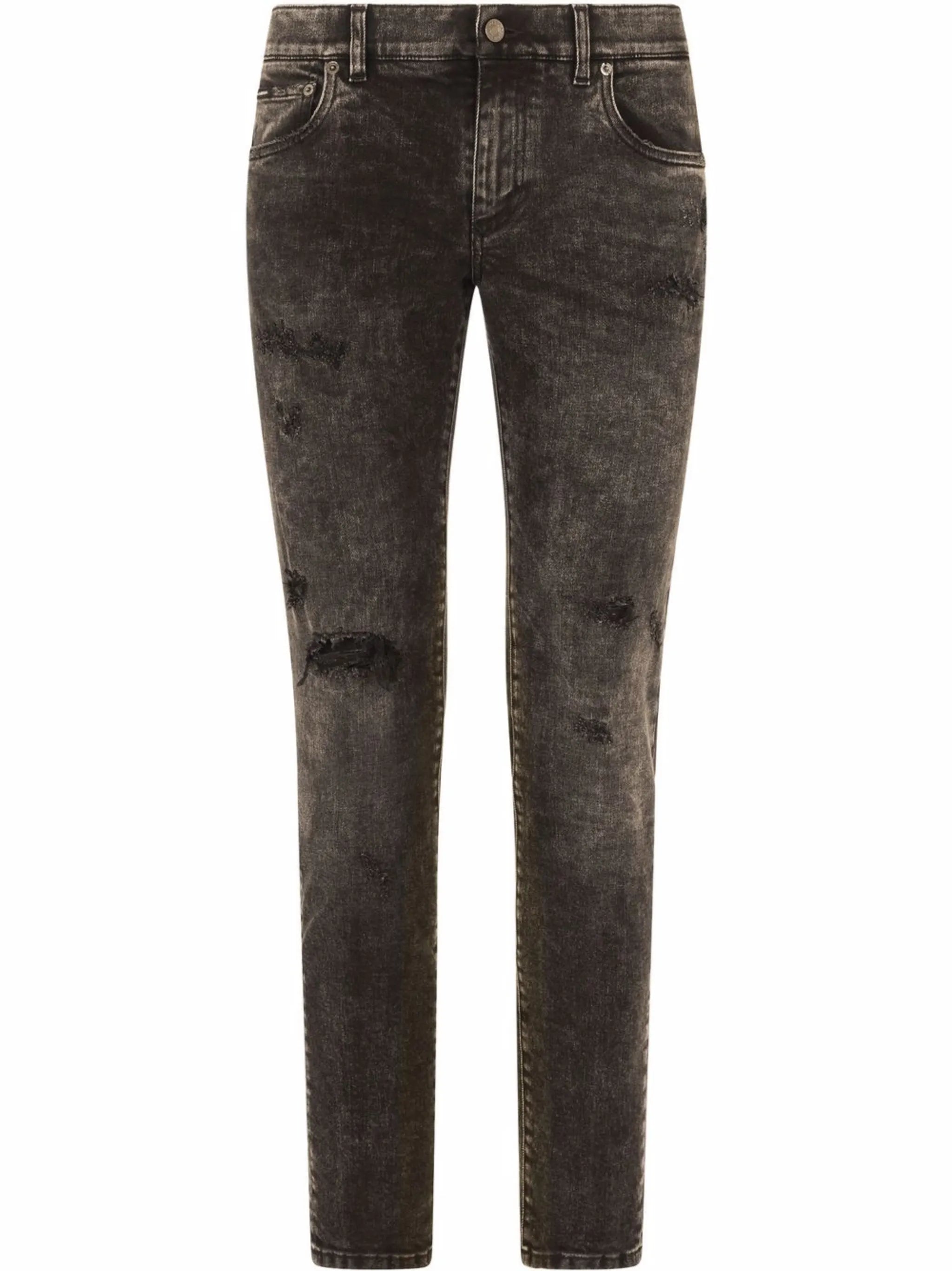 distressed-effect slim-cut jeans
