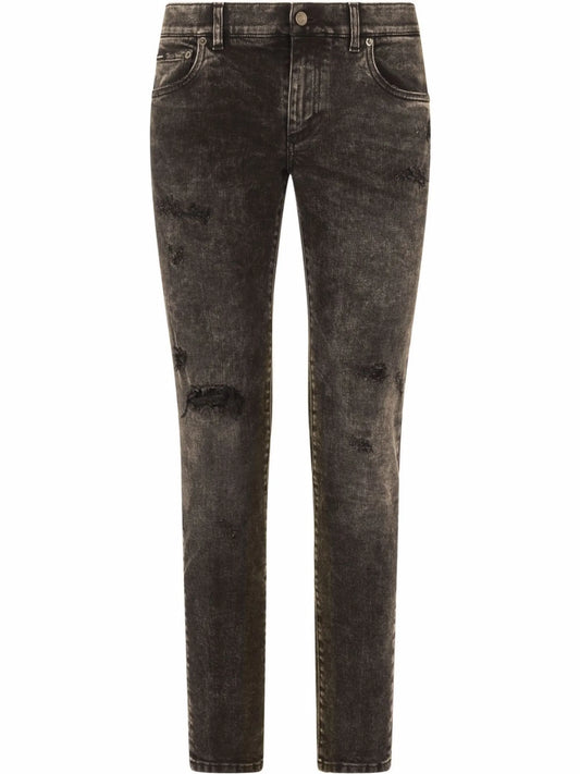 distressed-effect slim-cut jeans