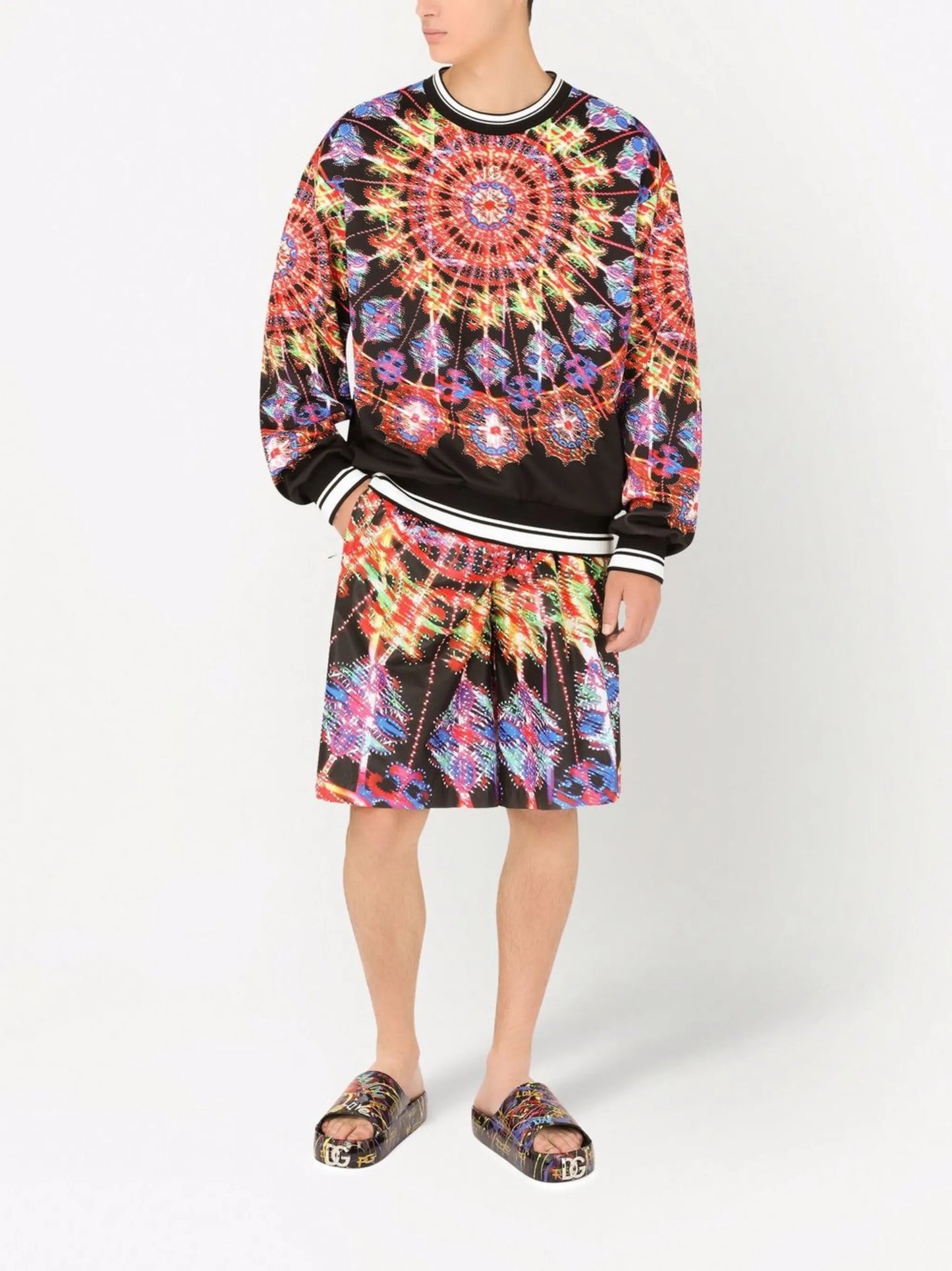 Illumination-print technical jersey sweatshirt
