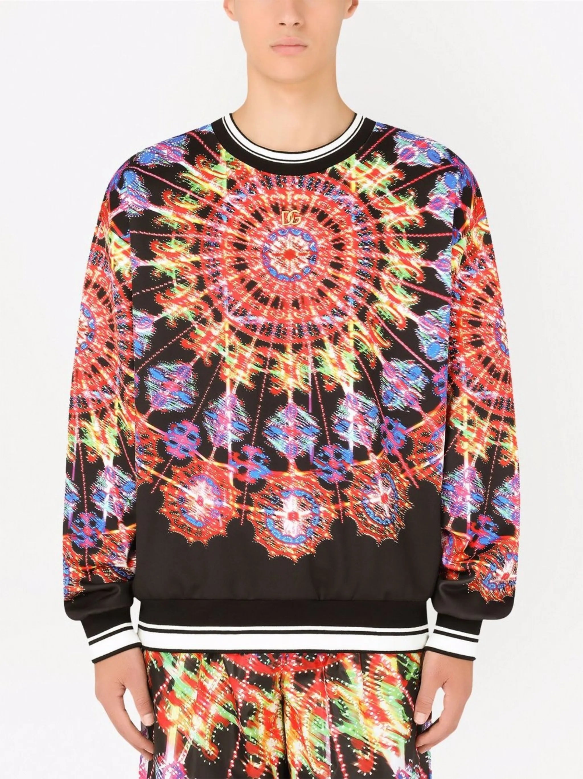 Illumination-print technical jersey sweatshirt