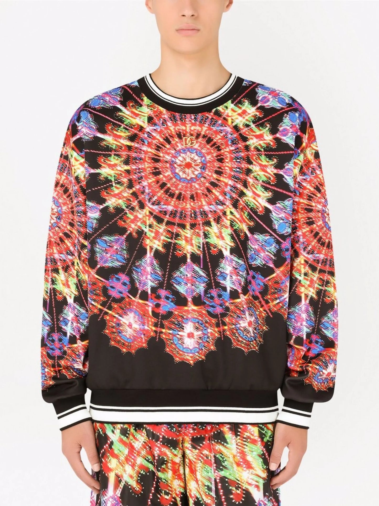 Illumination-print technical jersey sweatshirt