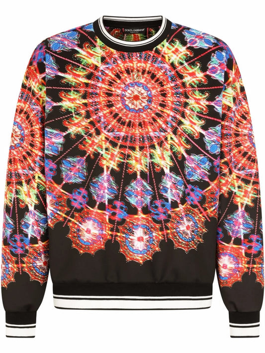 Illumination-print technical jersey sweatshirt