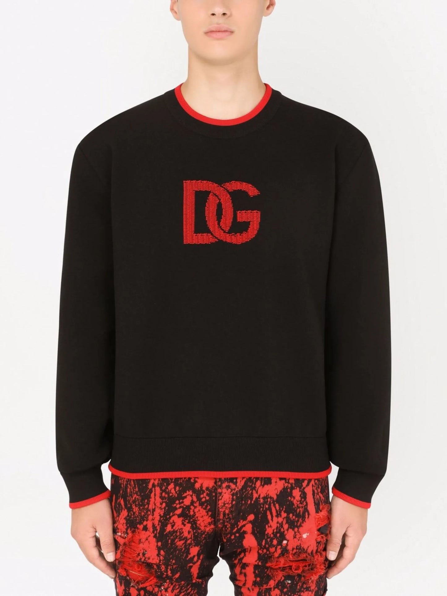 logo-print contrasting-trim jumper