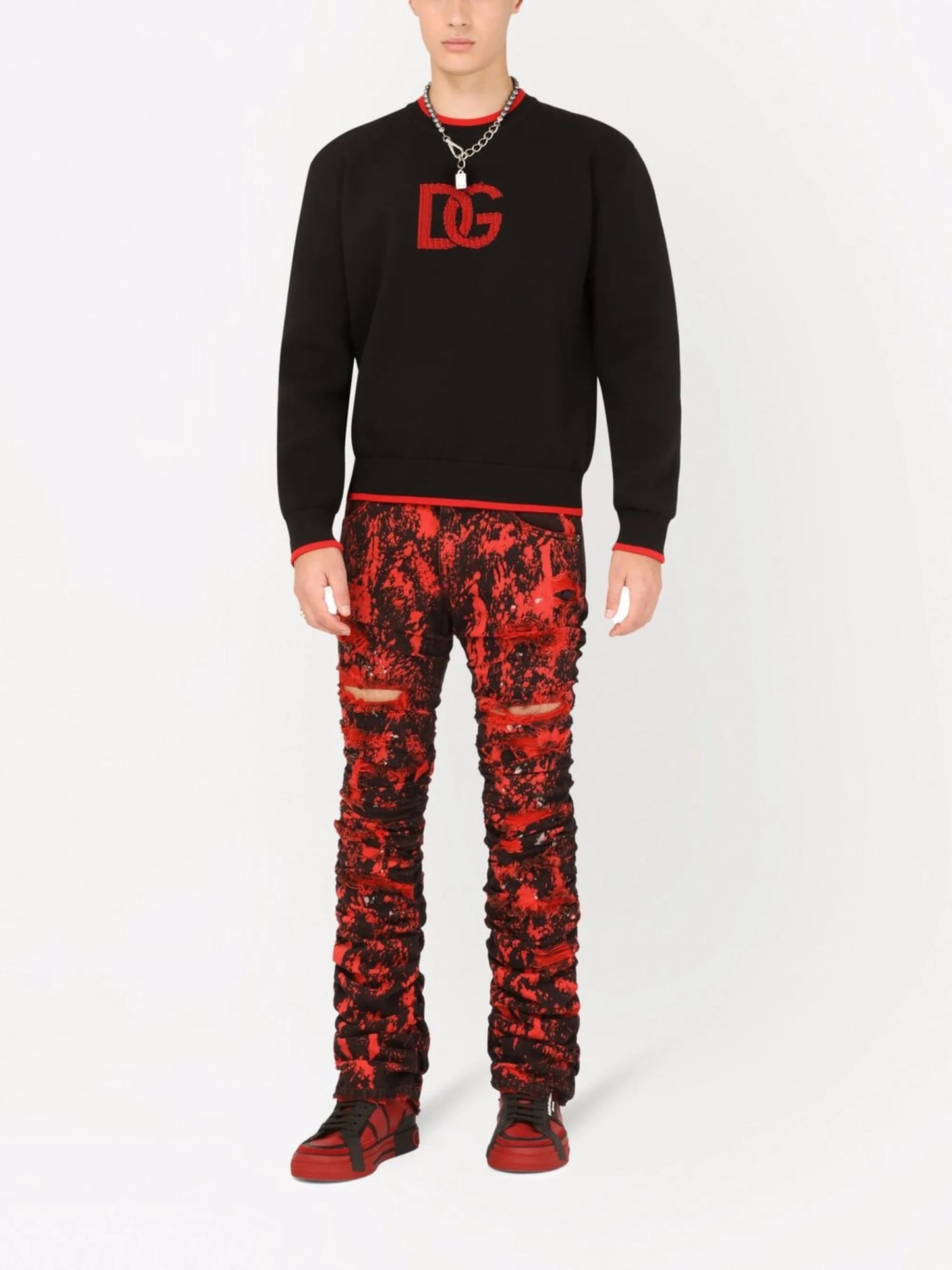 logo-print contrasting-trim jumper