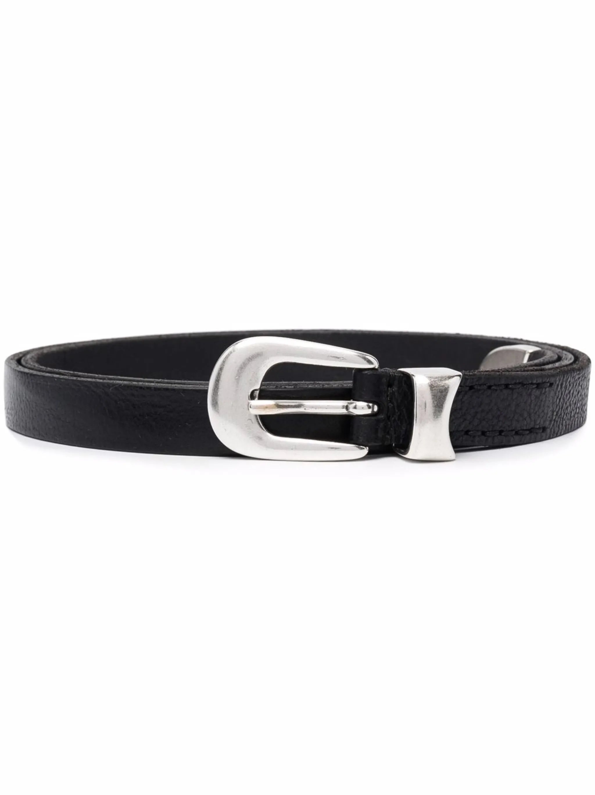 buckled leather belt