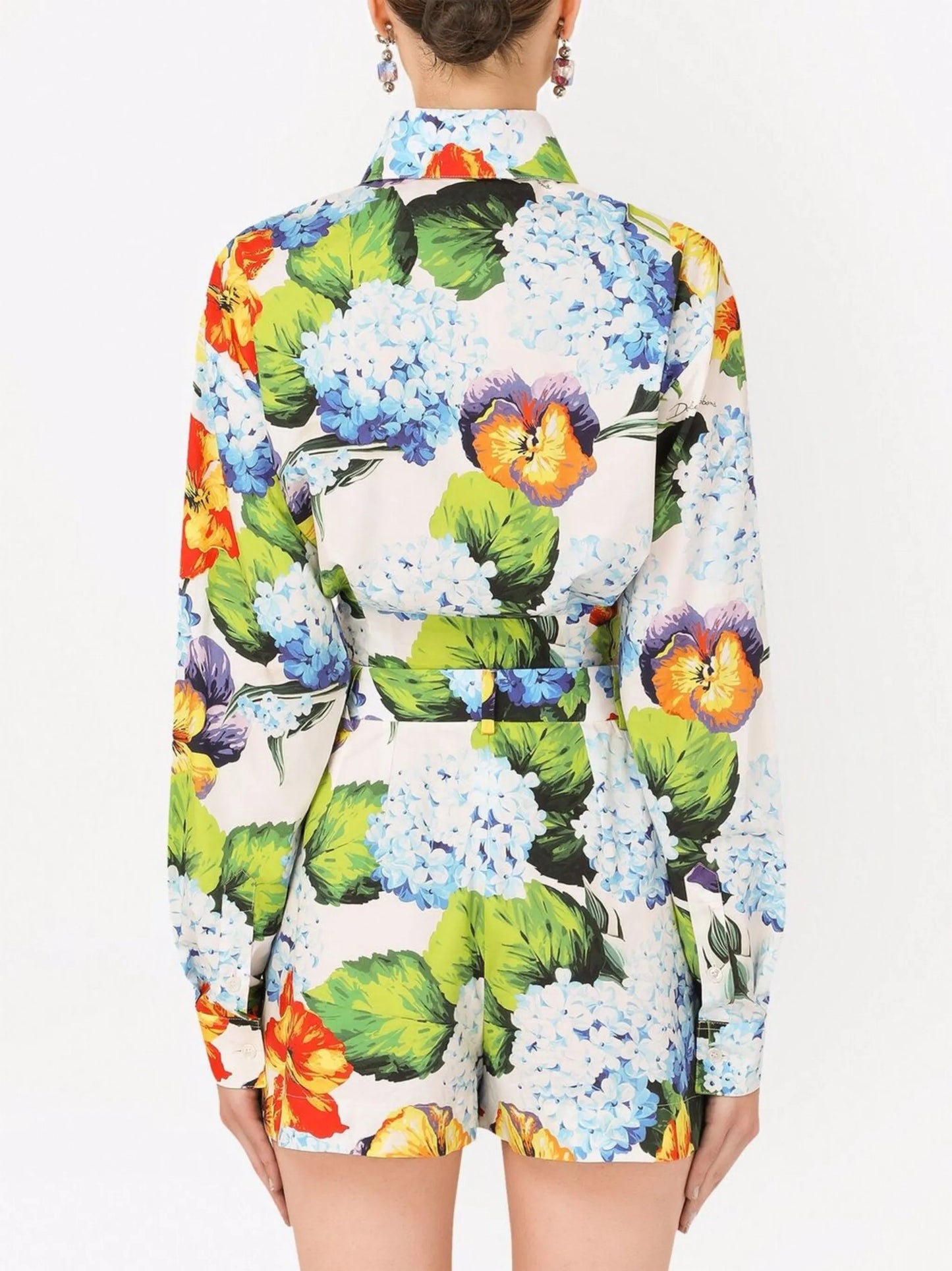 floral-print cropped shirt