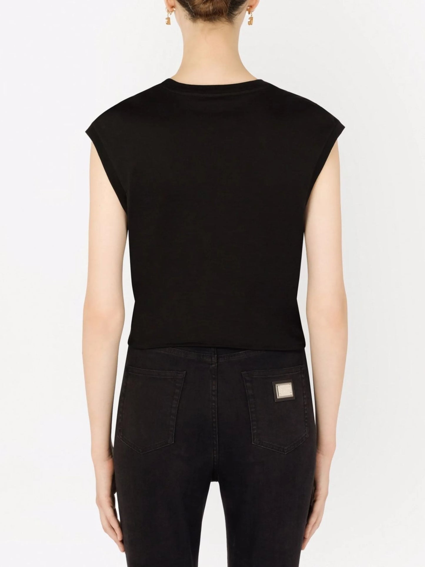 slogan print knotted top
