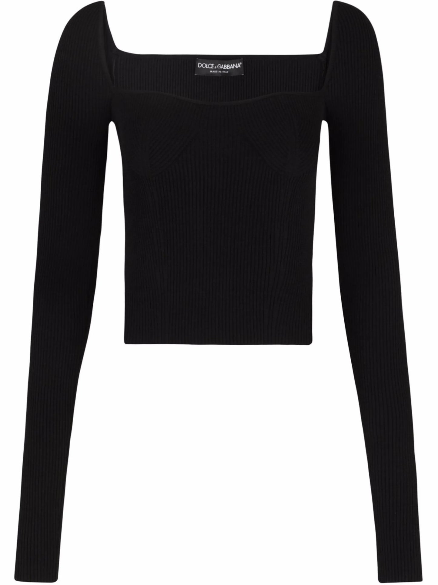 ribbed-knit square-neck jumper