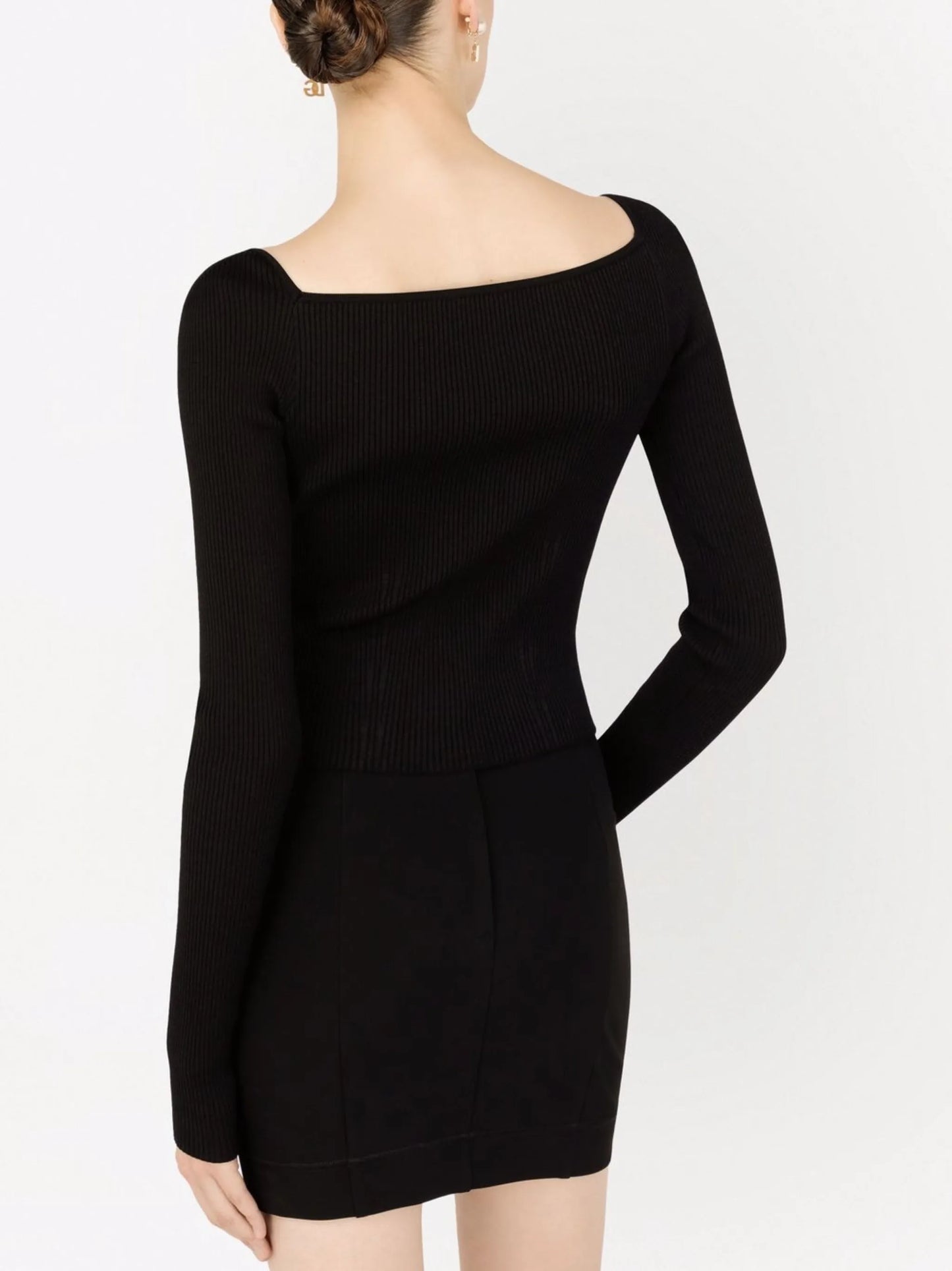 ribbed-knit square-neck jumper