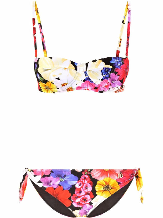 floral-print balconette bikini