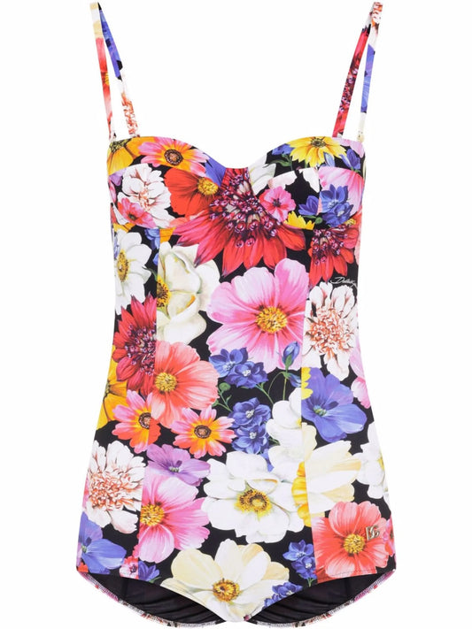 floral-print underwire cup swimsuit