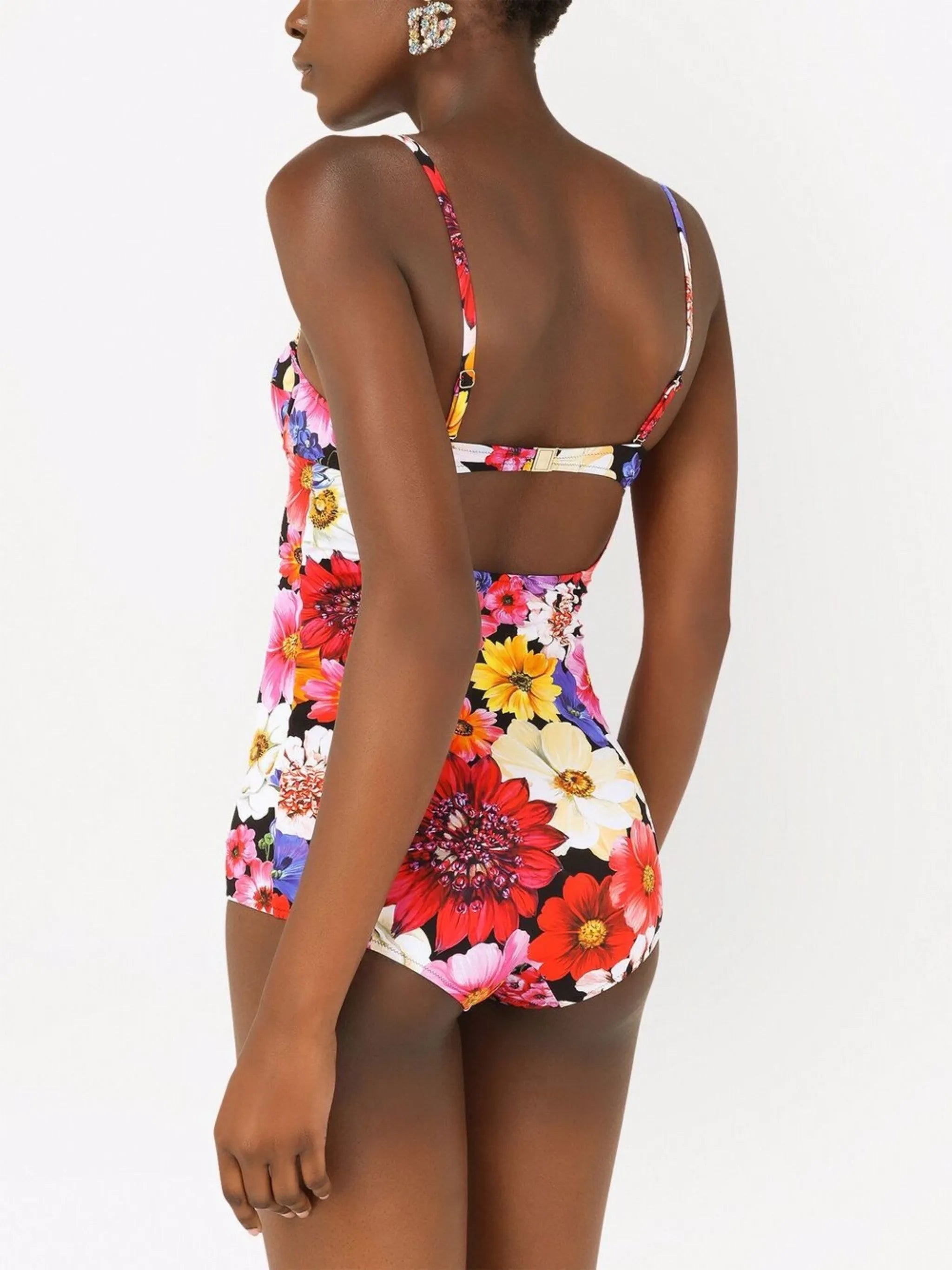 floral-print underwire cup swimsuit