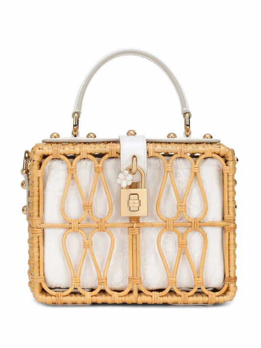 Dolce Box wicker top-handle bag