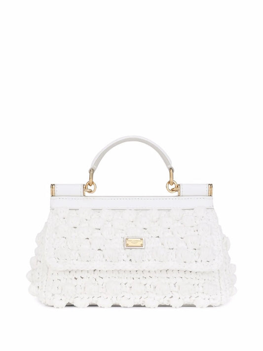 small Sicily raffia top-handle bag