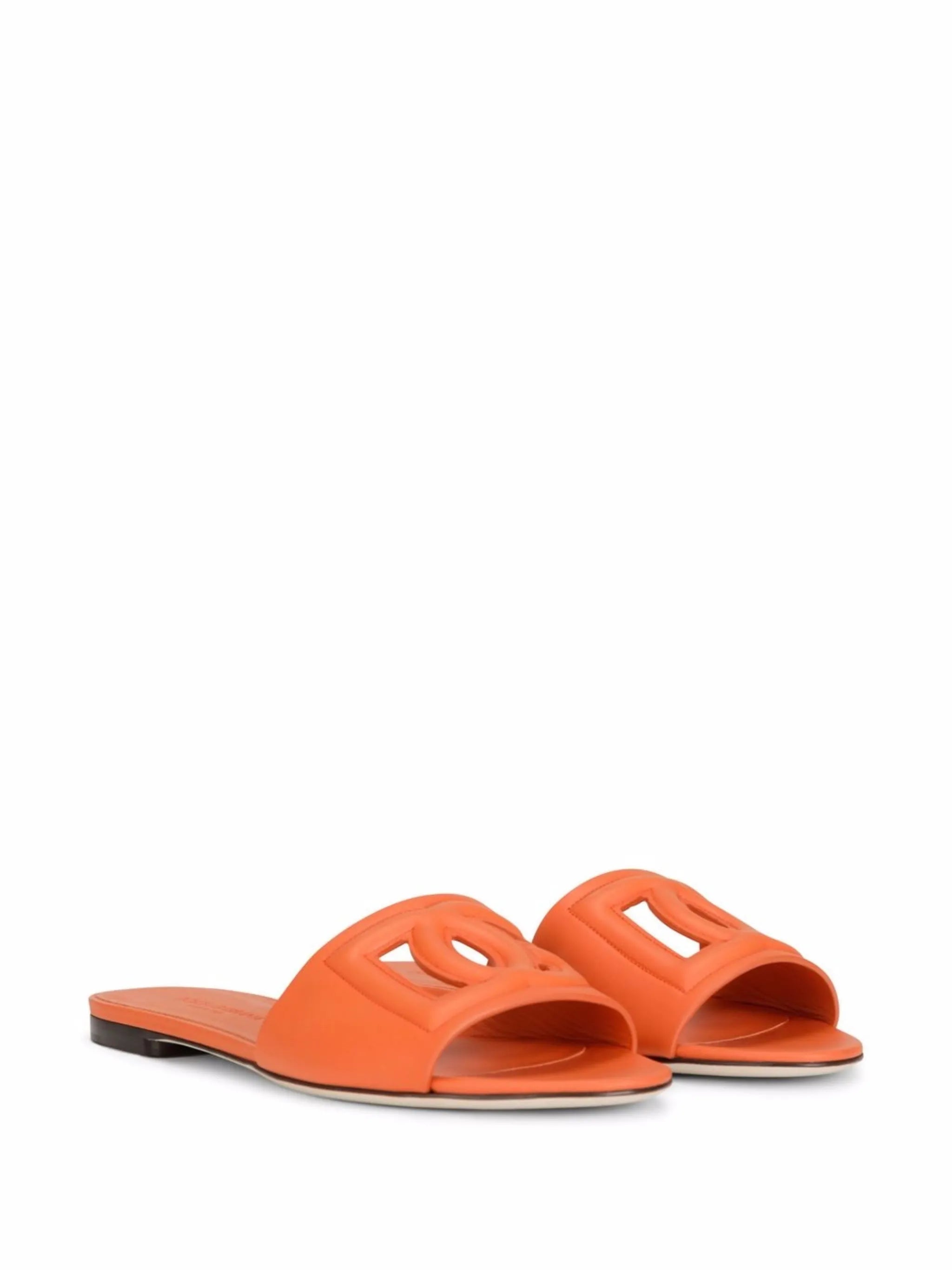 logo-strap leather sandals