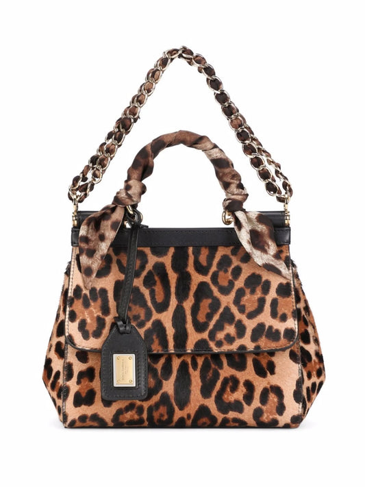 medium Sicily leopard-print top-handle bag