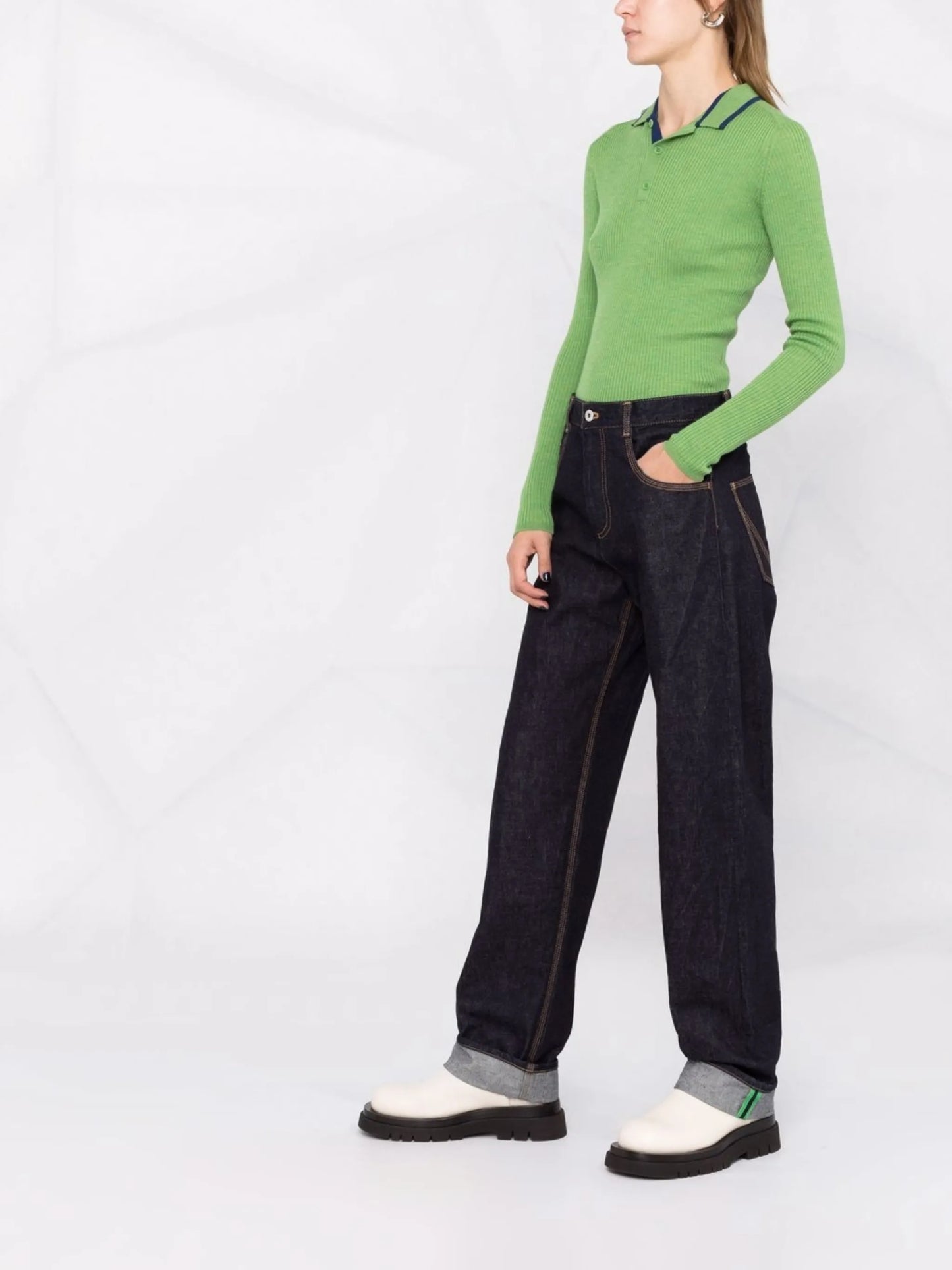 high-rise straight-leg jeans