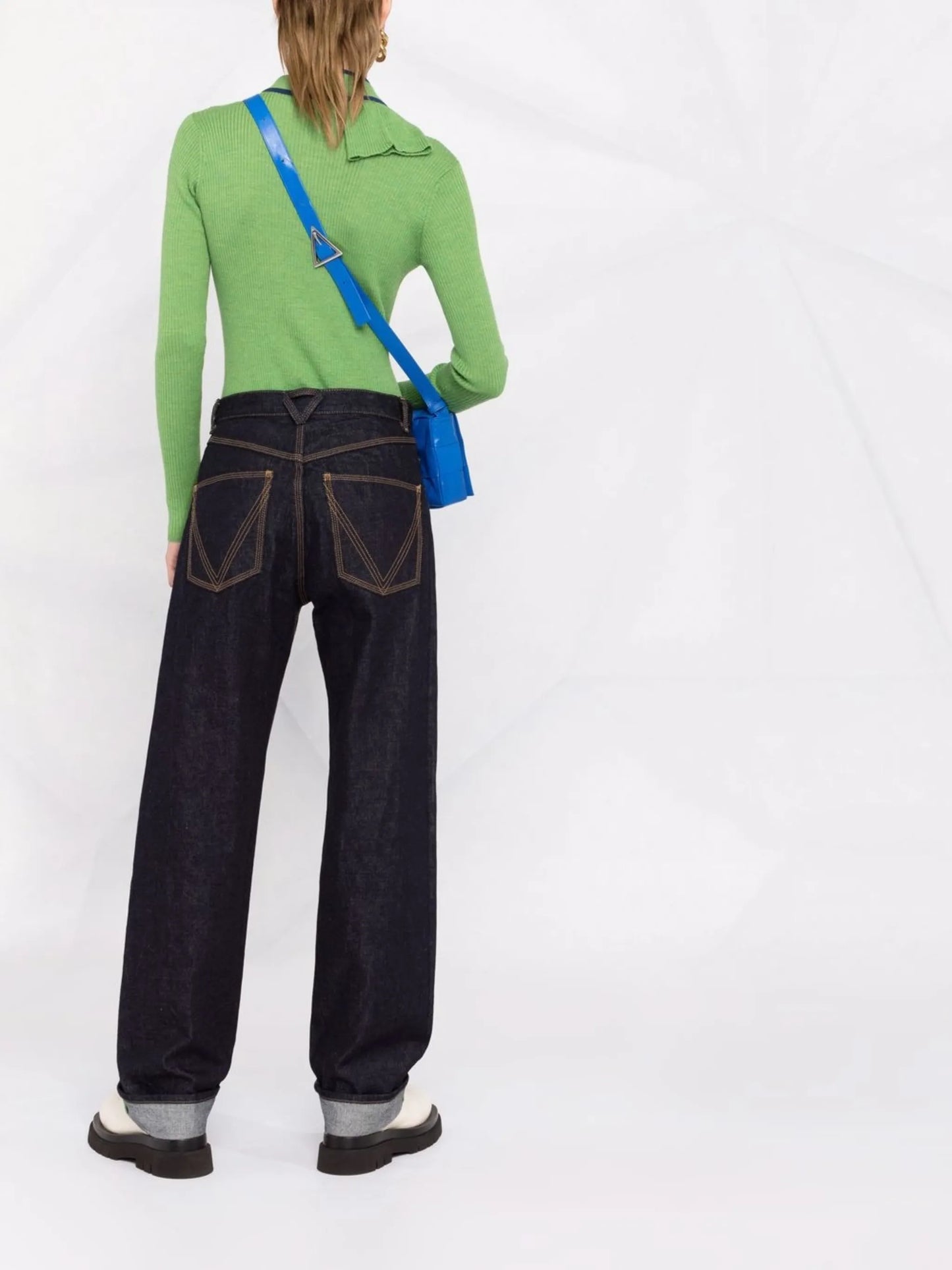 high-rise straight-leg jeans