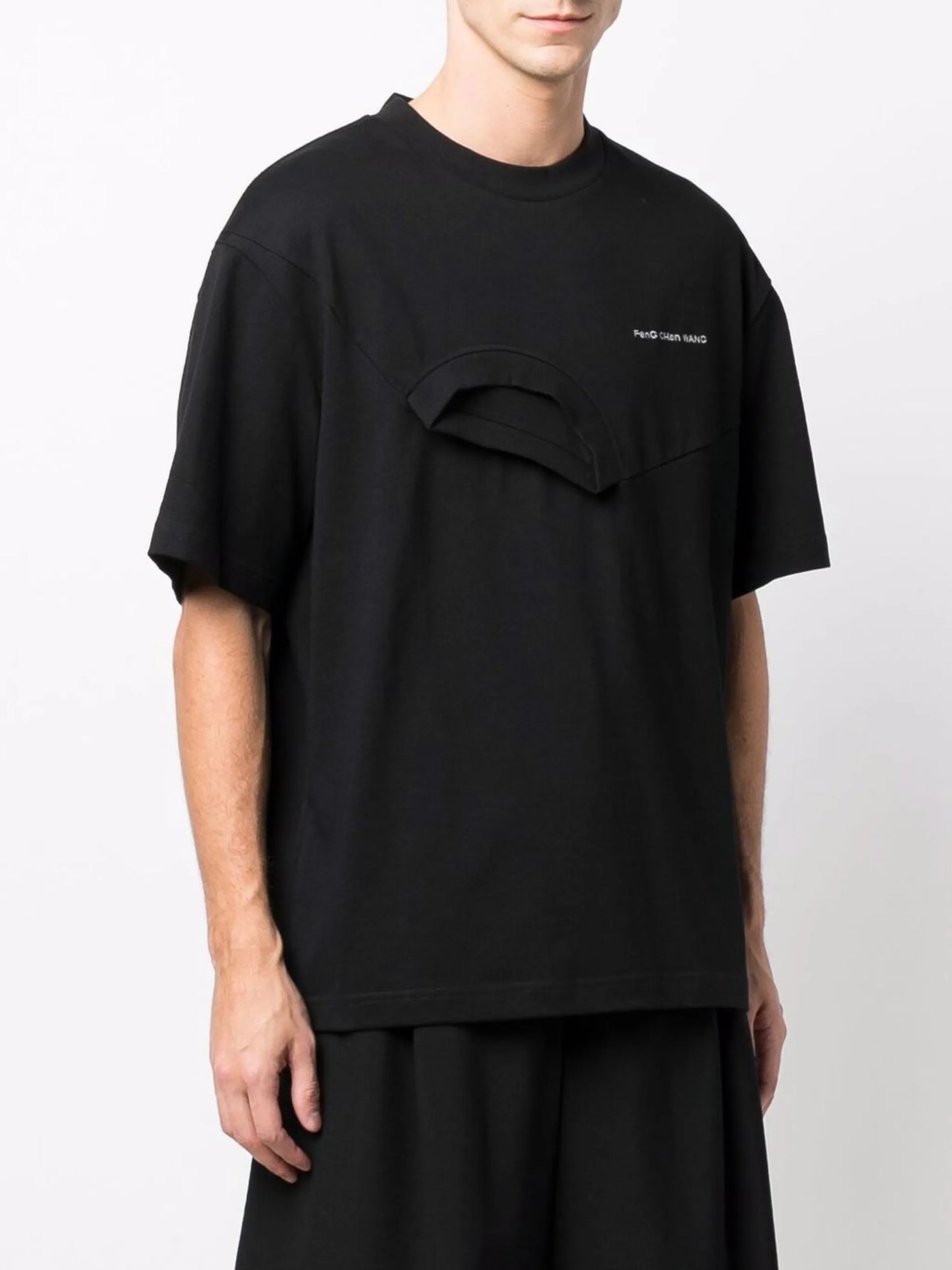 layered embroidered logo T-shirt