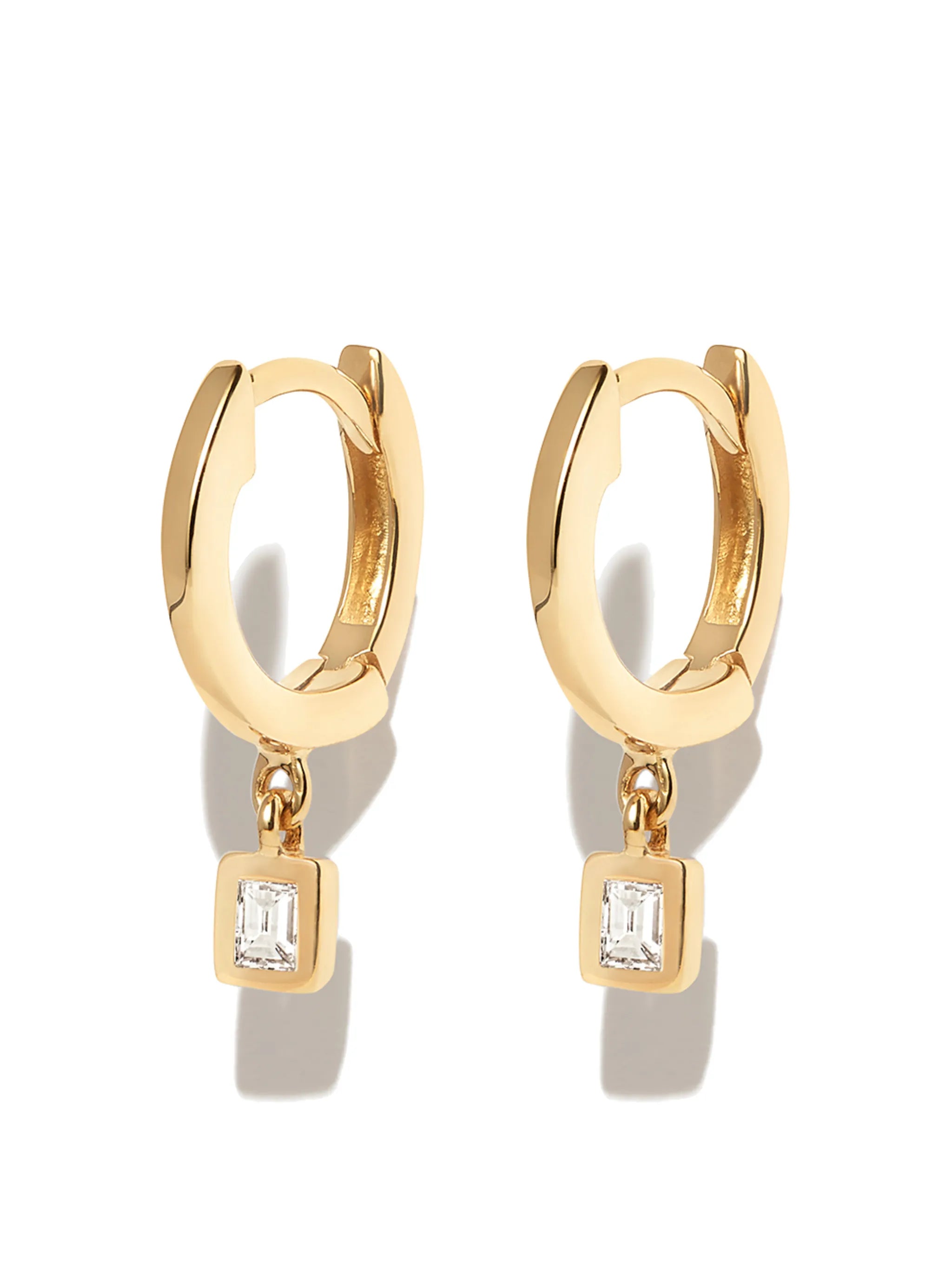 14kt yellow gold Sadie diamond huggie drop earrings
