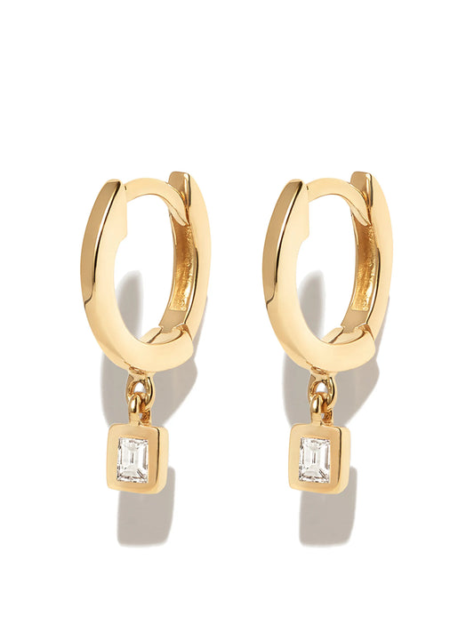 14kt yellow gold Sadie diamond huggie drop earrings