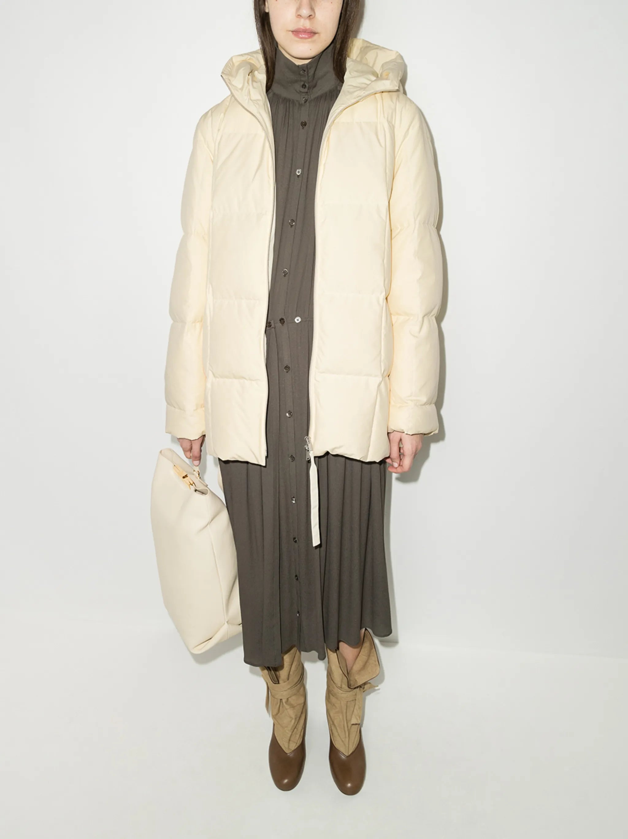quilted hooded puffer jacket