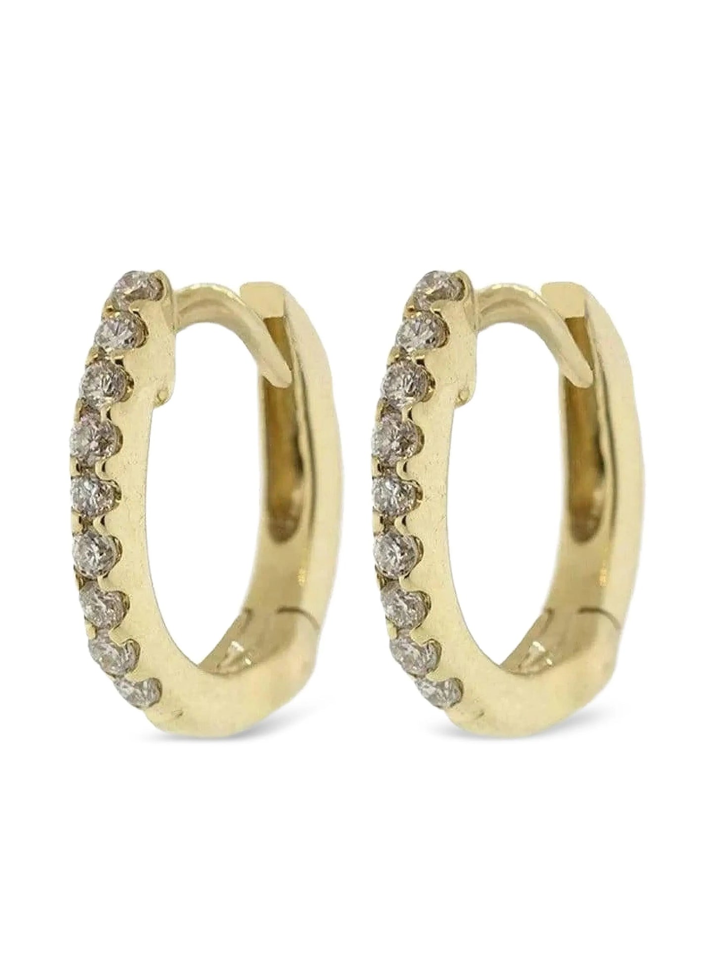 14kt yellow gold diamond huggie earrings