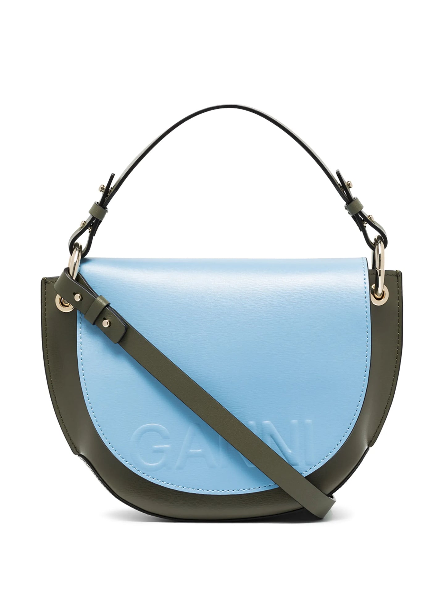 embossed-logo leather shoulder bag