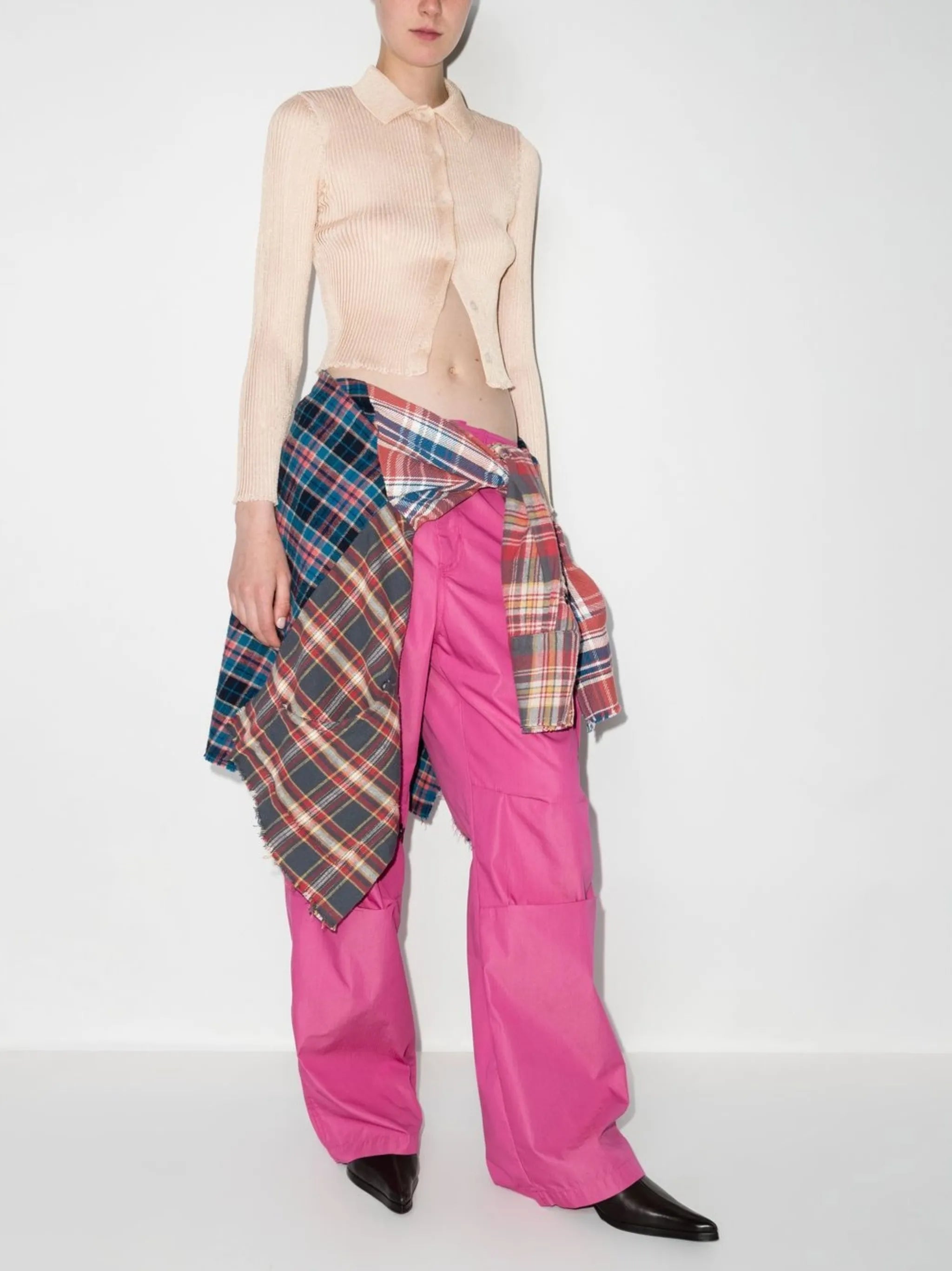 Mazzy button-up ribbed-knit polo top