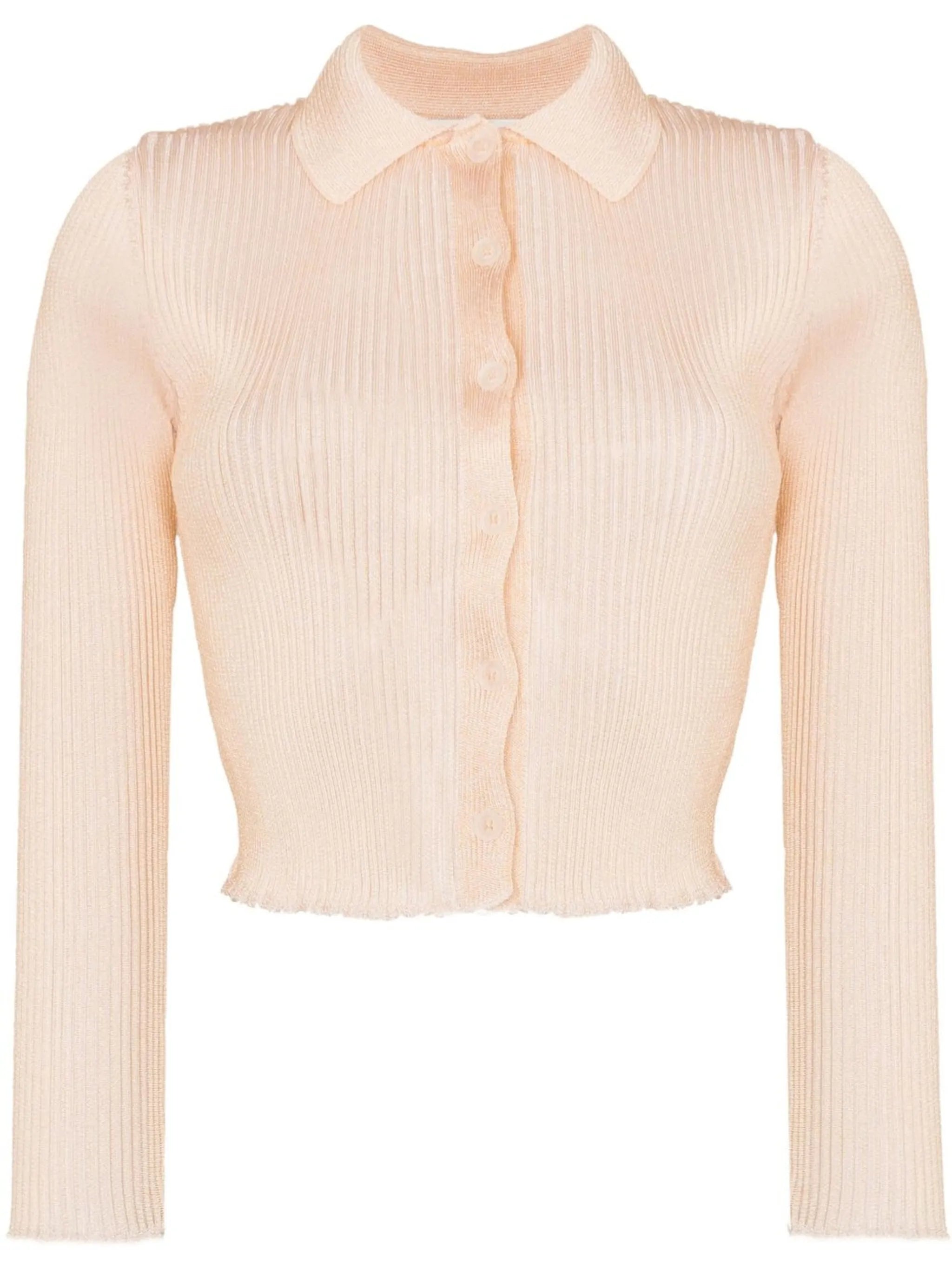 Mazzy button-up ribbed-knit polo top