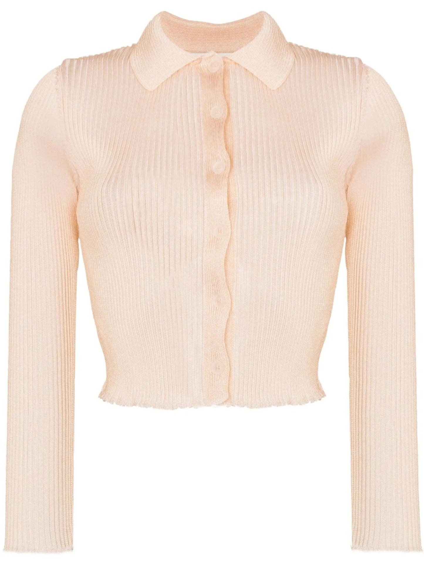 Mazzy button-up ribbed-knit polo top
