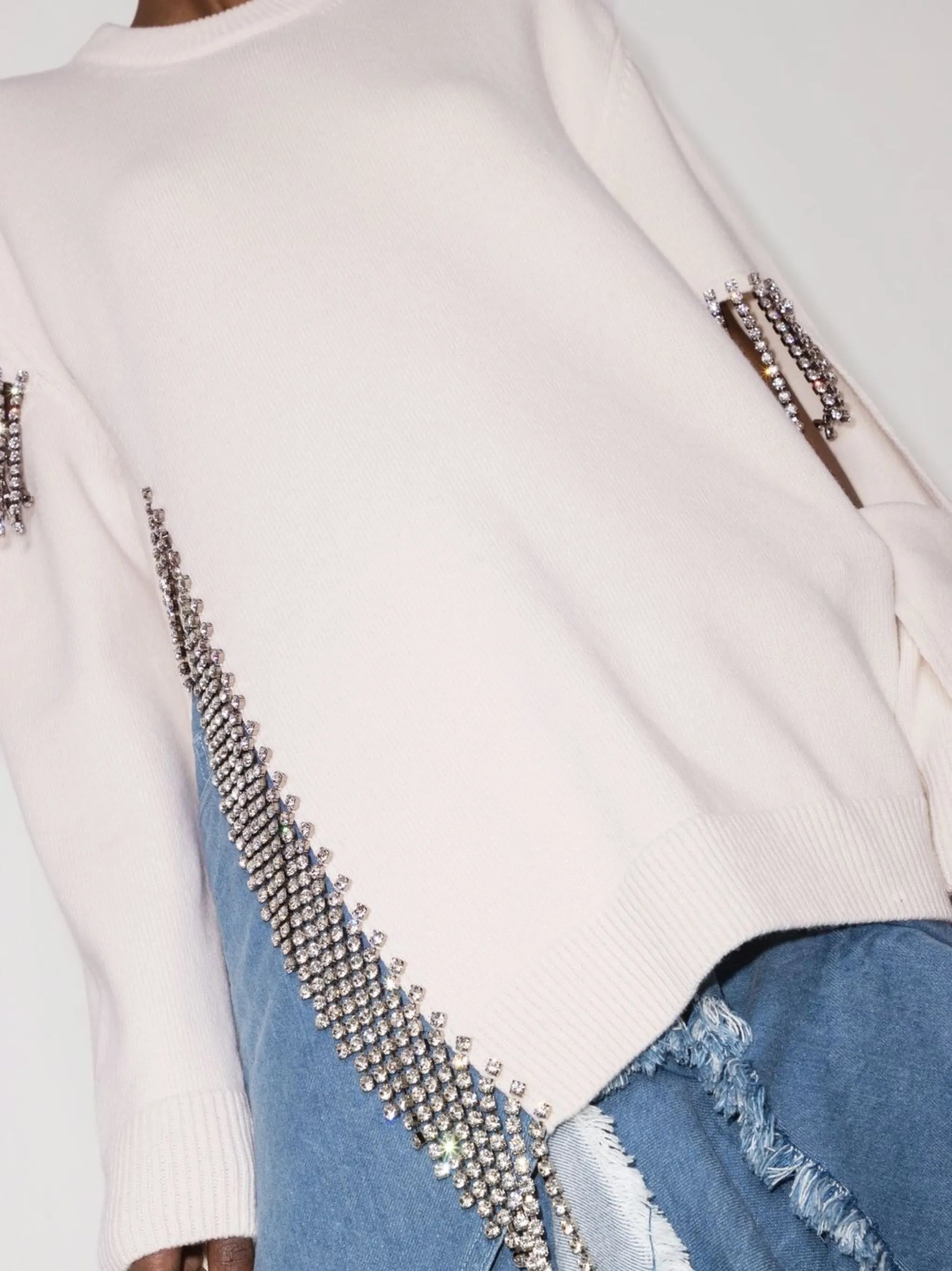 fringed virgin wool jumper