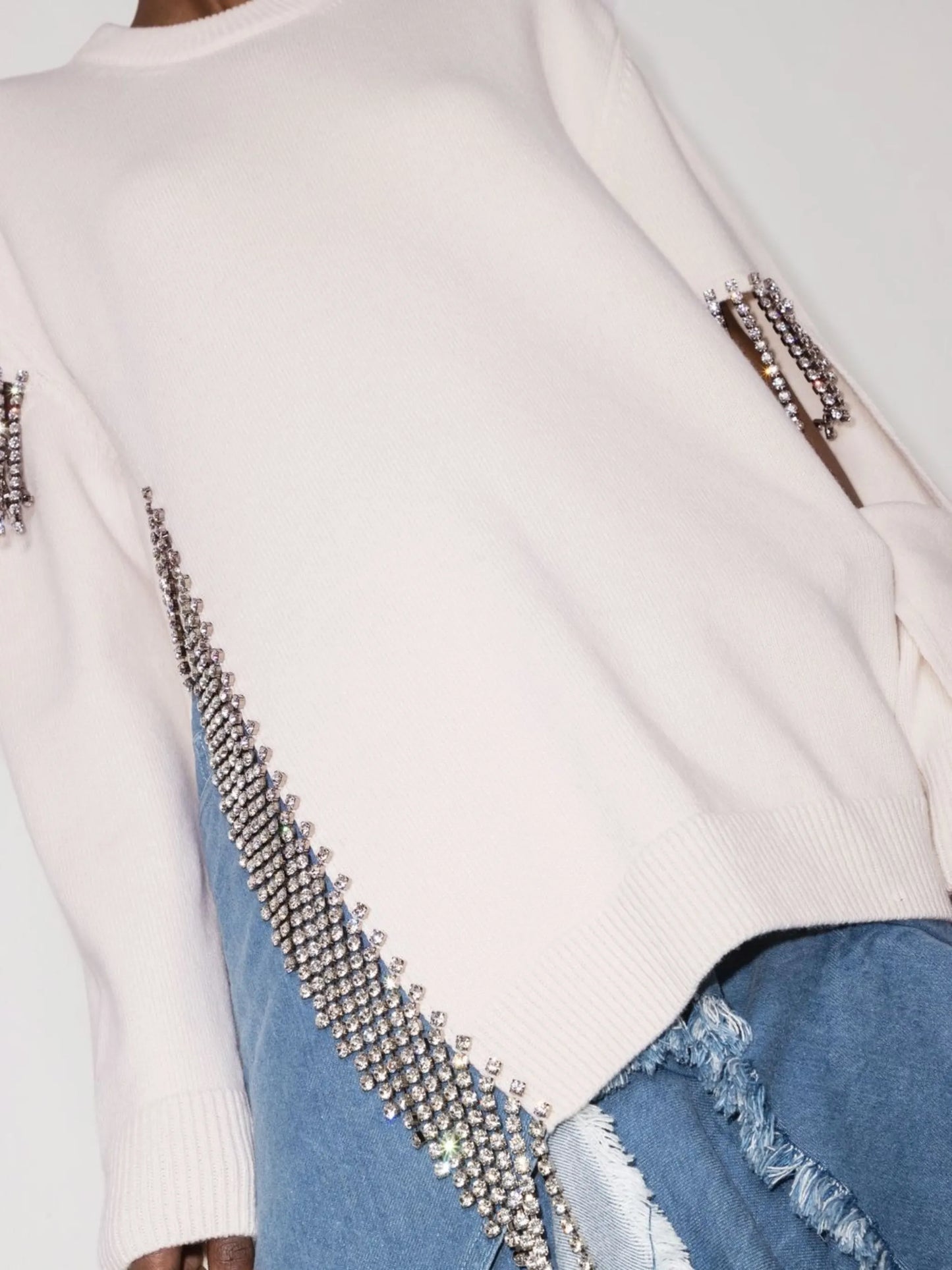 fringed virgin wool jumper