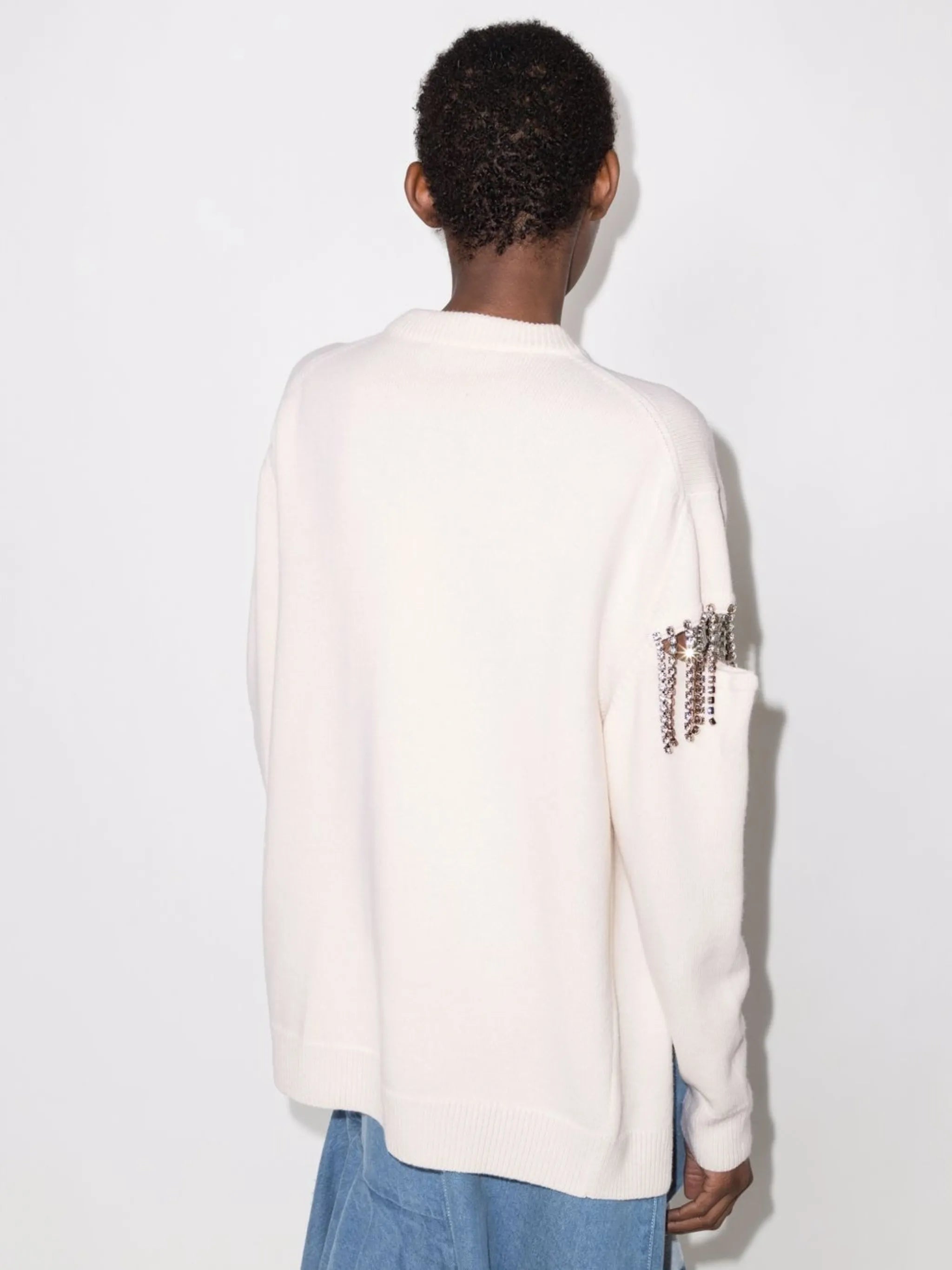 fringed virgin wool jumper