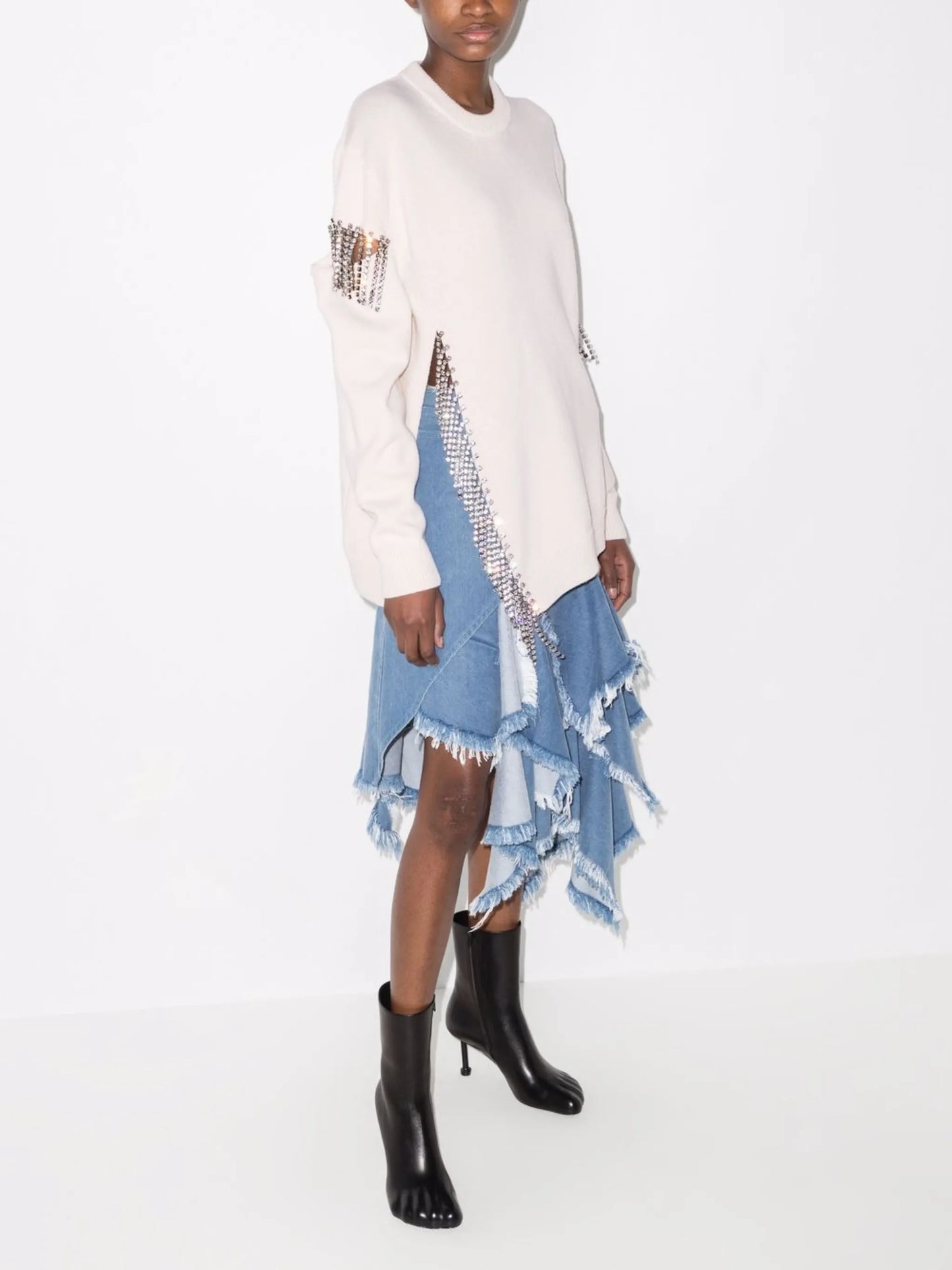 fringed virgin wool jumper