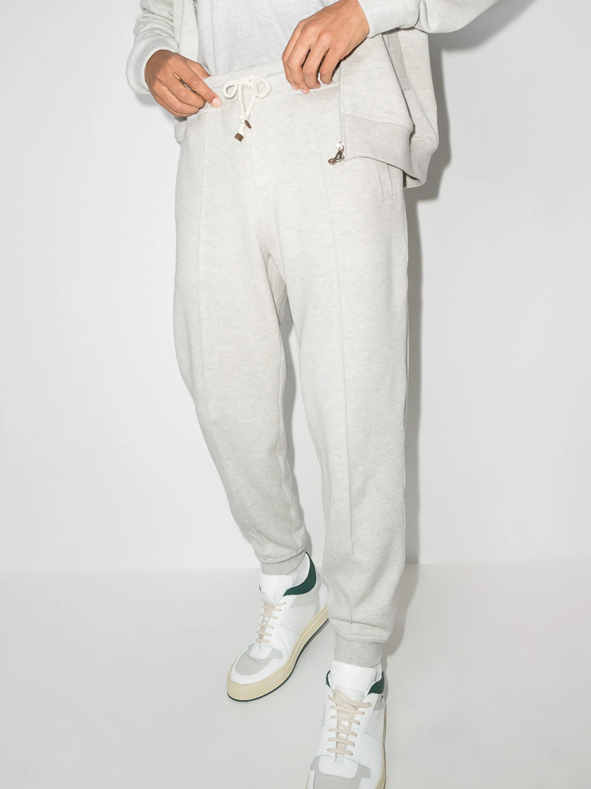 drawstring-waist tapered track pants