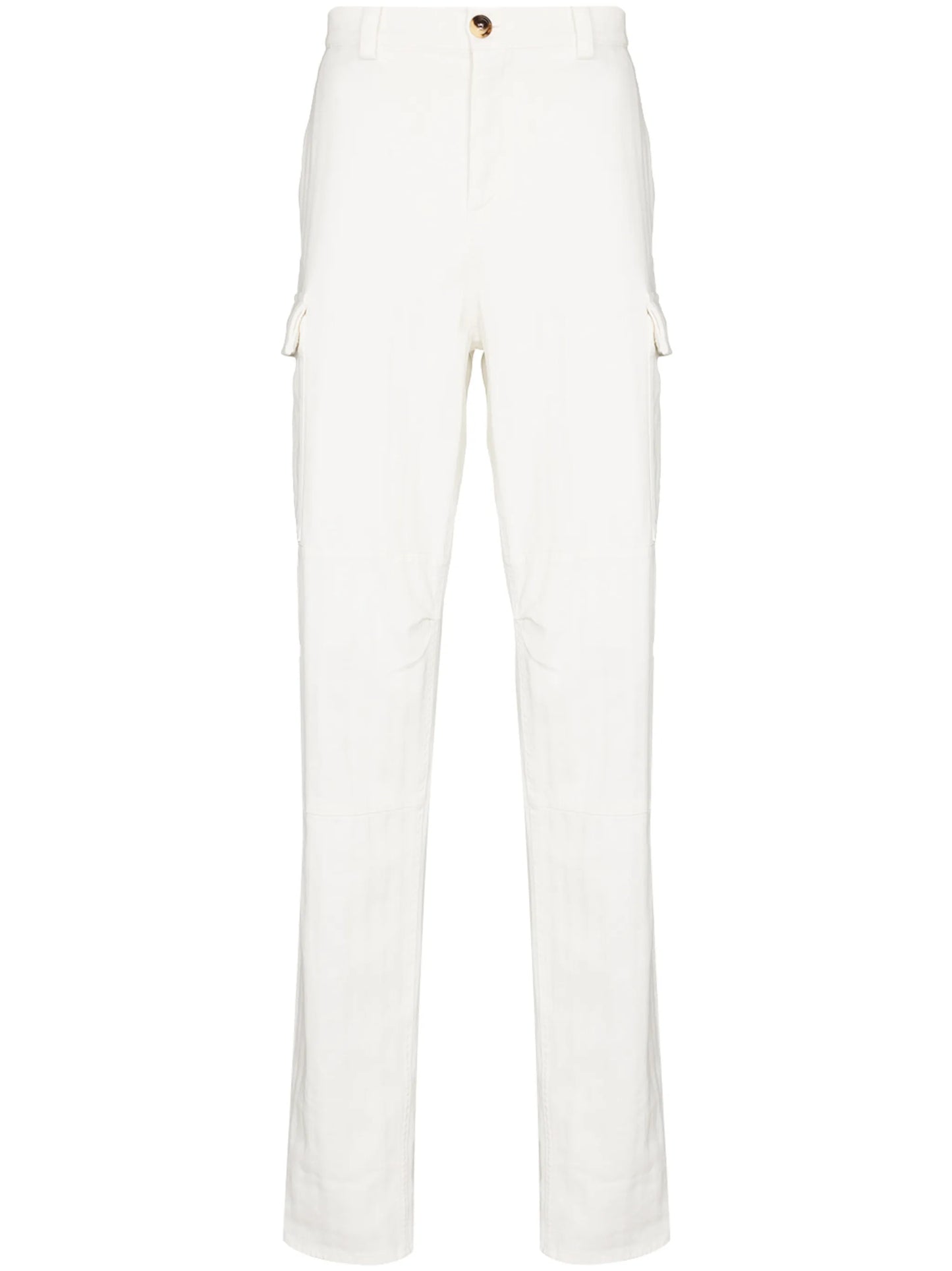 Brunello Cucinelli Mens White Subtle Striped Detail Cargo Trouser Pant