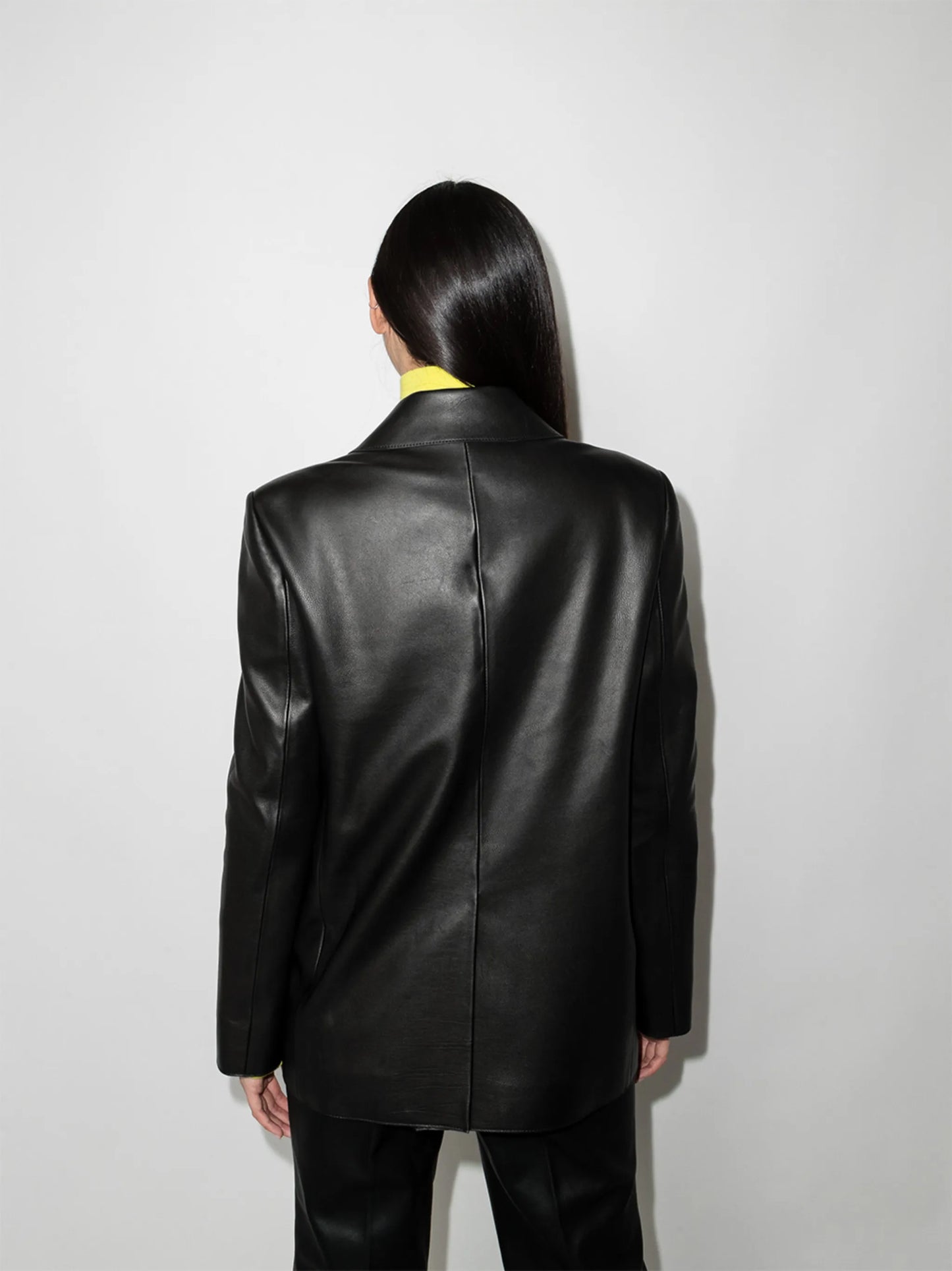 Johnson double-breasted leather blazer