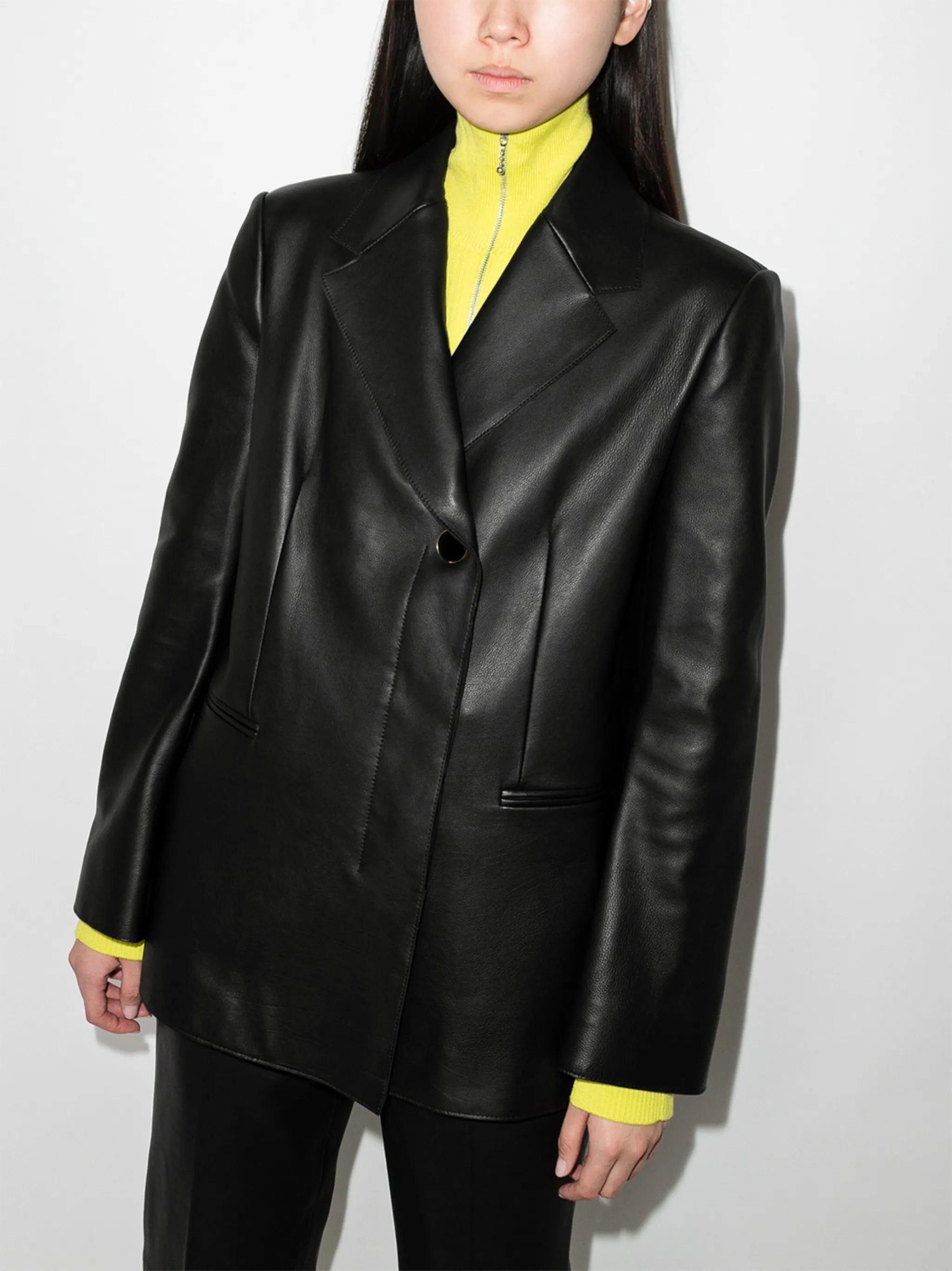 Johnson double-breasted leather blazer