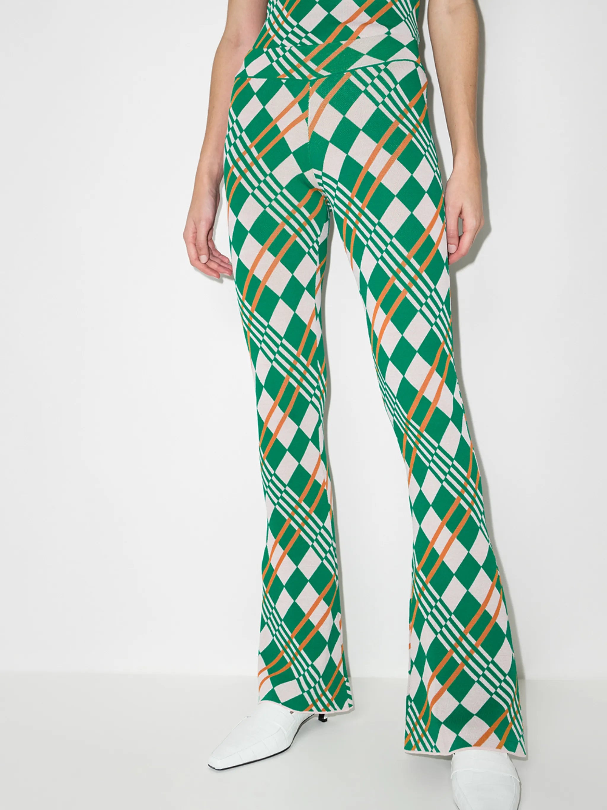 Lola check-pattern flared trousers