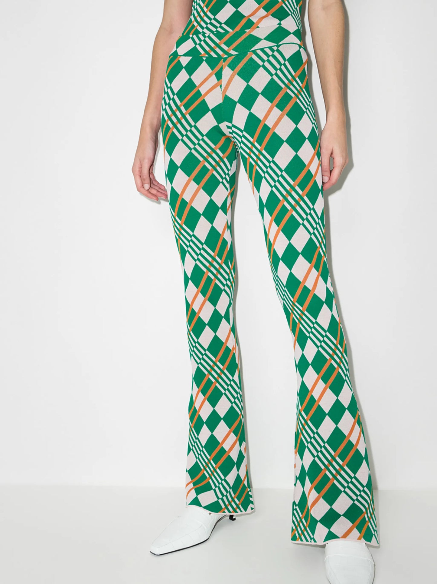 Lola check-pattern flared trousers
