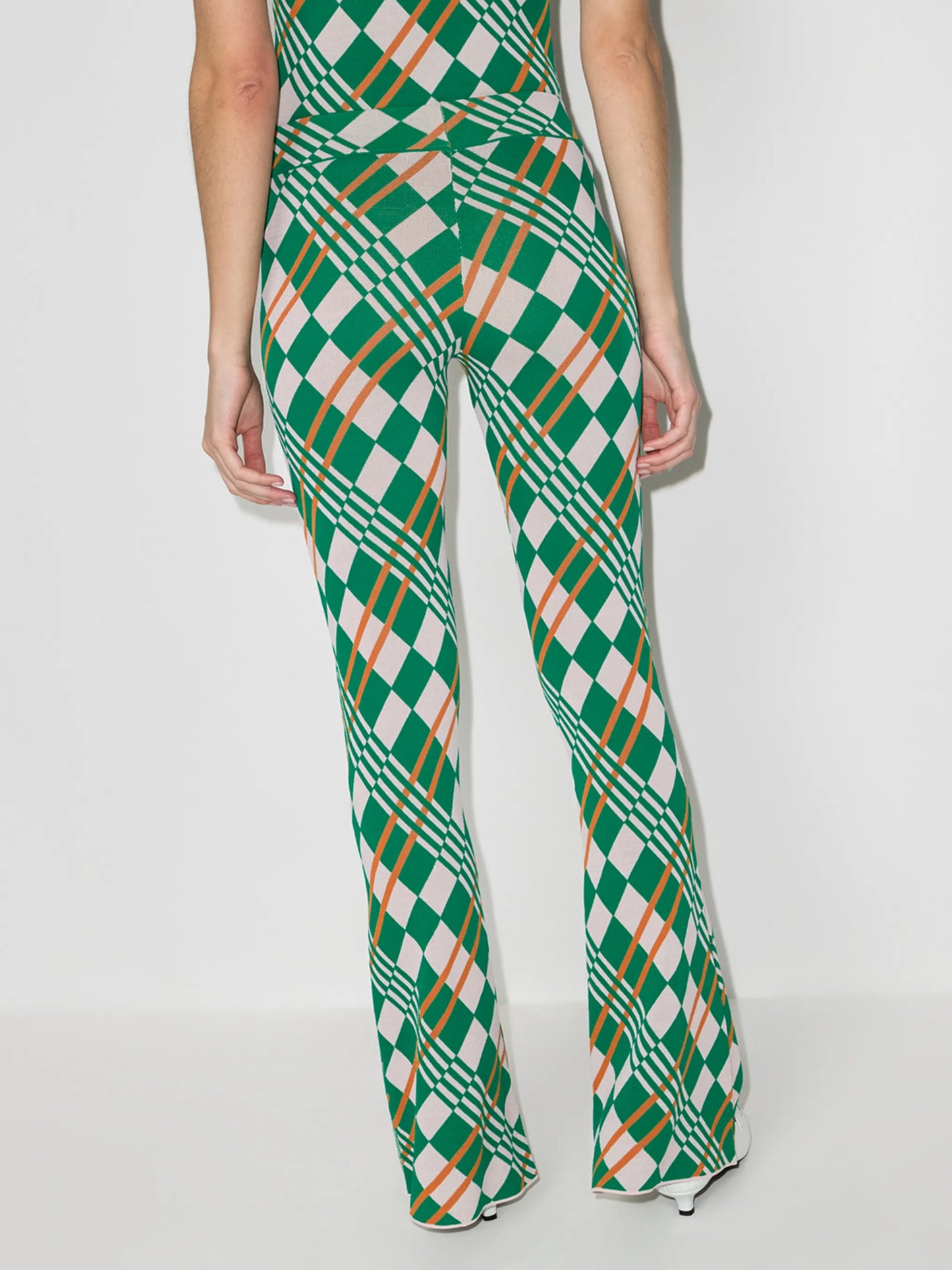 Lola check-pattern flared trousers