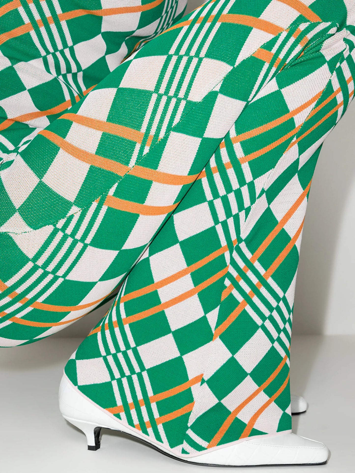 Lola check-pattern flared trousers